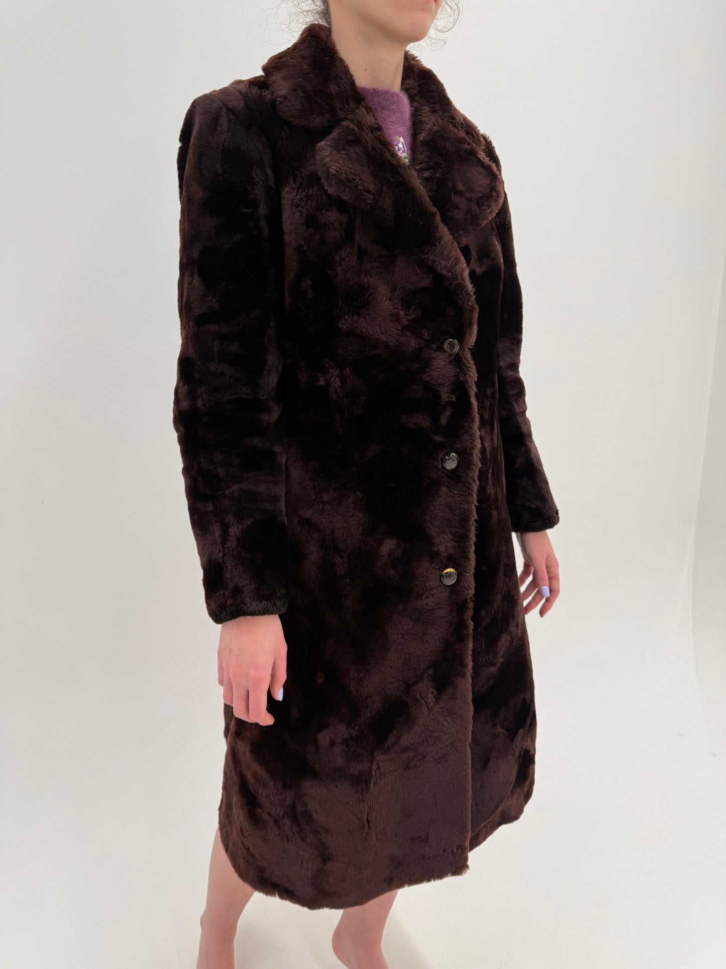 Blană naturală Mouton dark chocolate brown