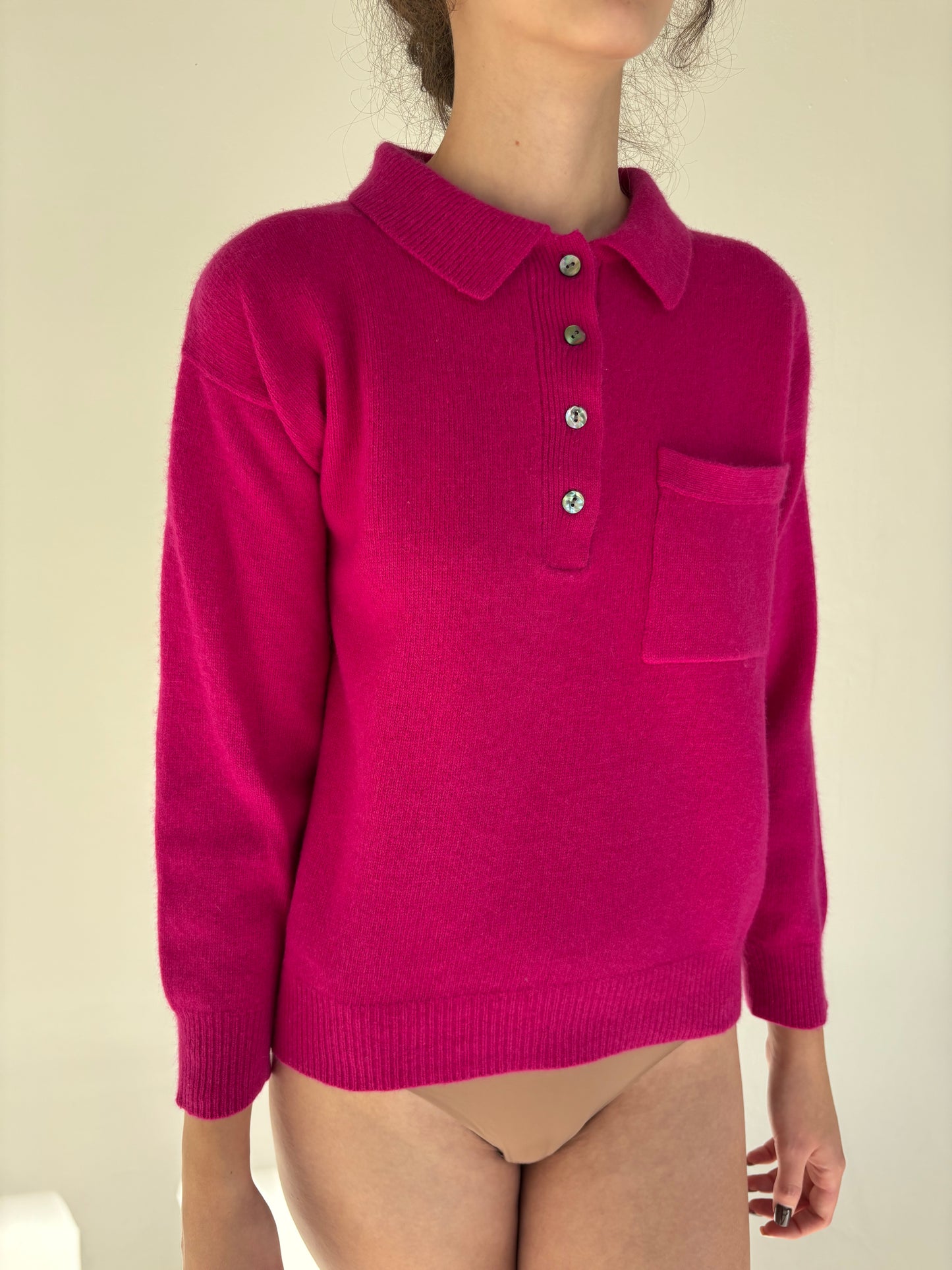 Pulover polo luxury vintage din lana extrafina și Angora