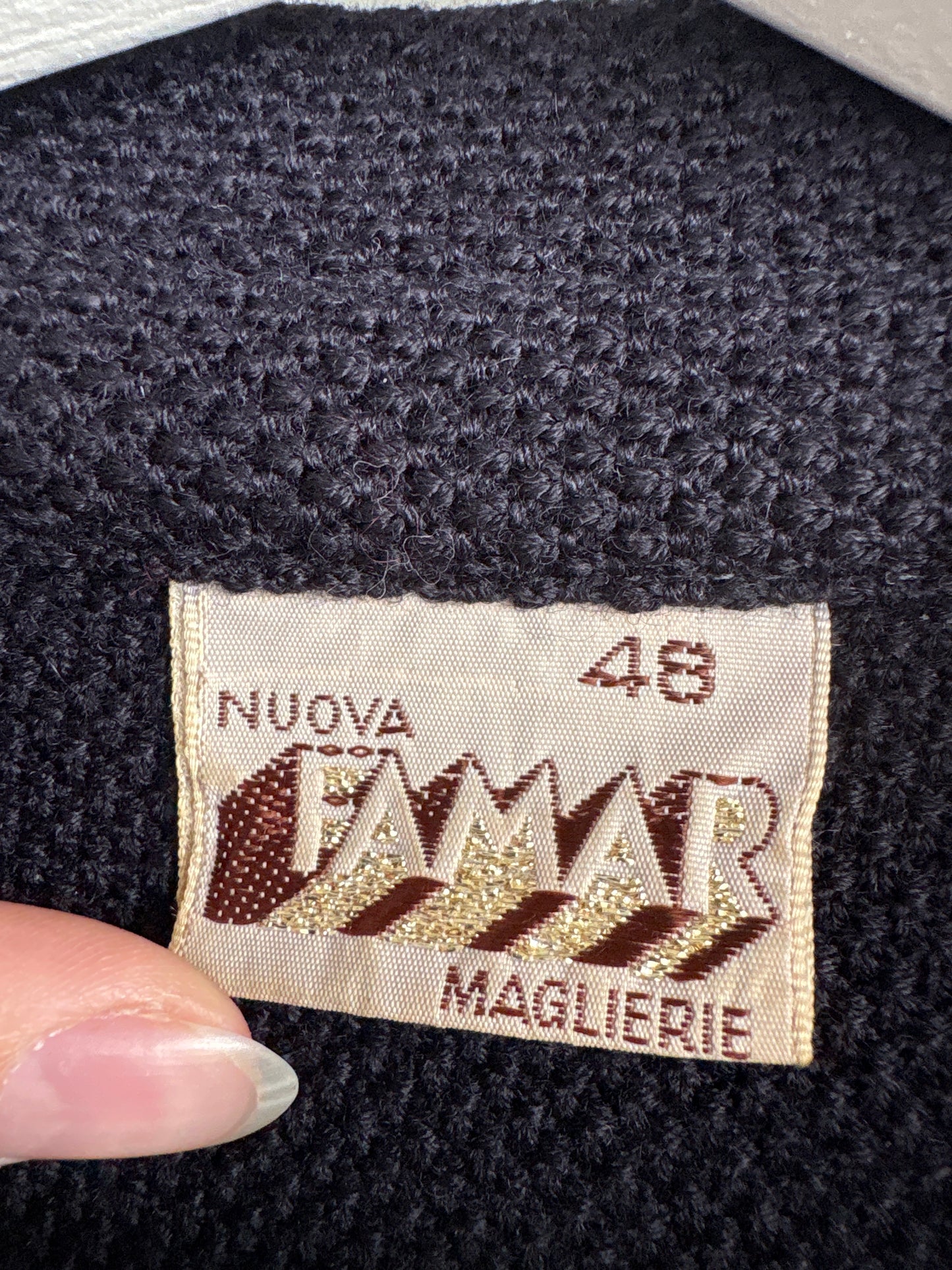 Sacou italian Navy cu influențe casual din tricot și închidere dublă