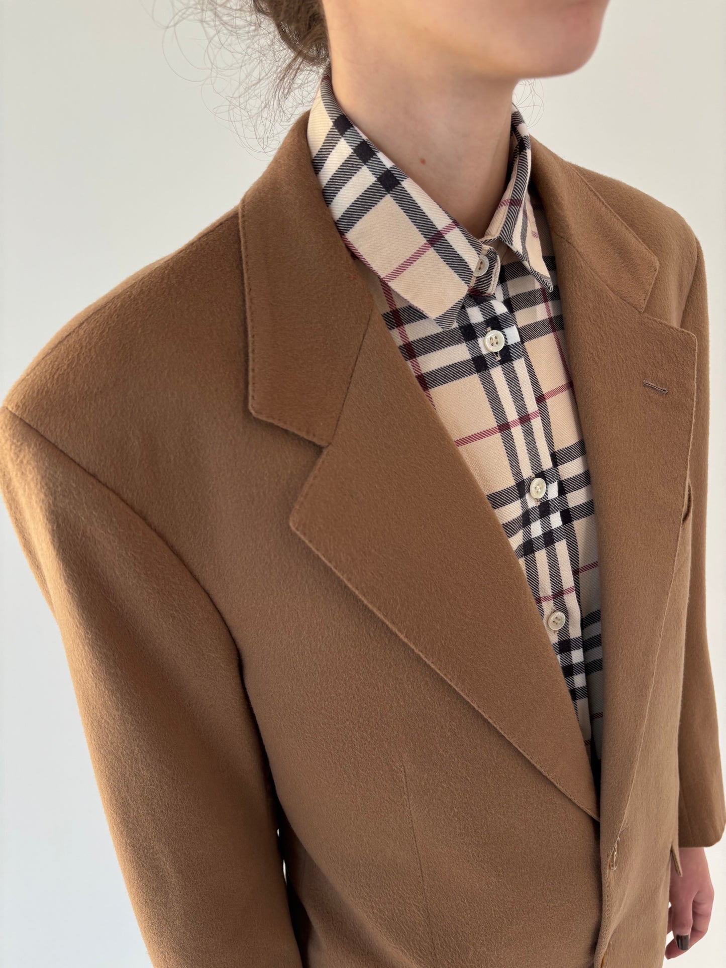 Sacou camel din stofa 100% cașmir utra luxury couture italian
