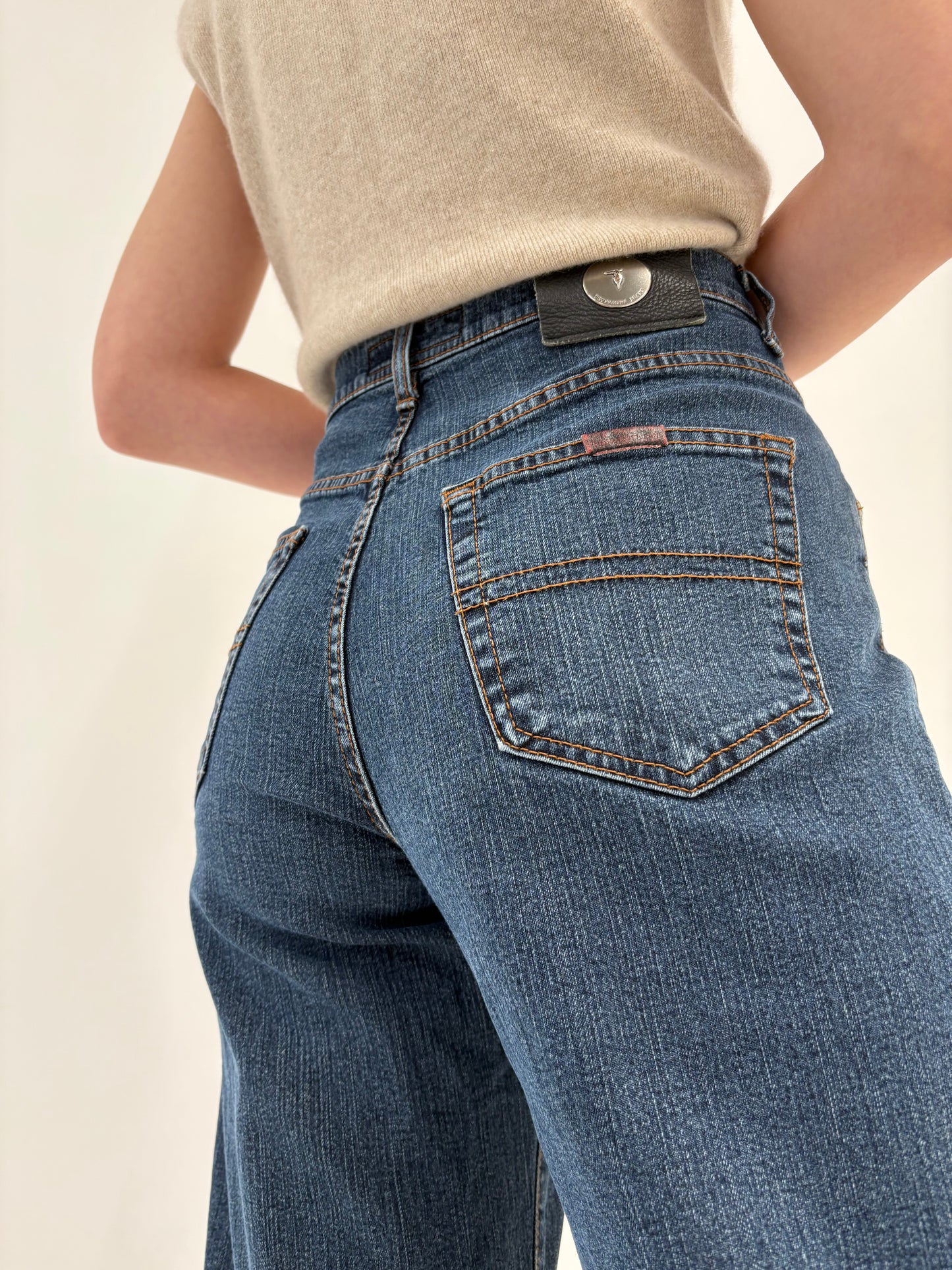 Jeans tall luxury Trussardi classic wash straight leg