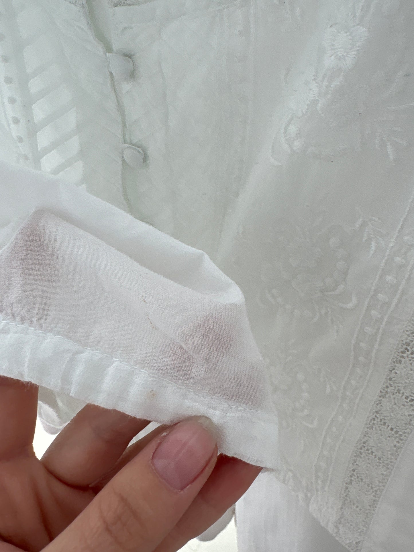 Top vintage excepțional din museline de bumbac cu broderie și dantelă fină