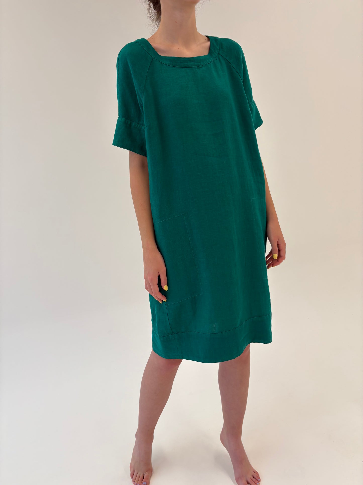 Rochie verde smarald din in in croi lejer