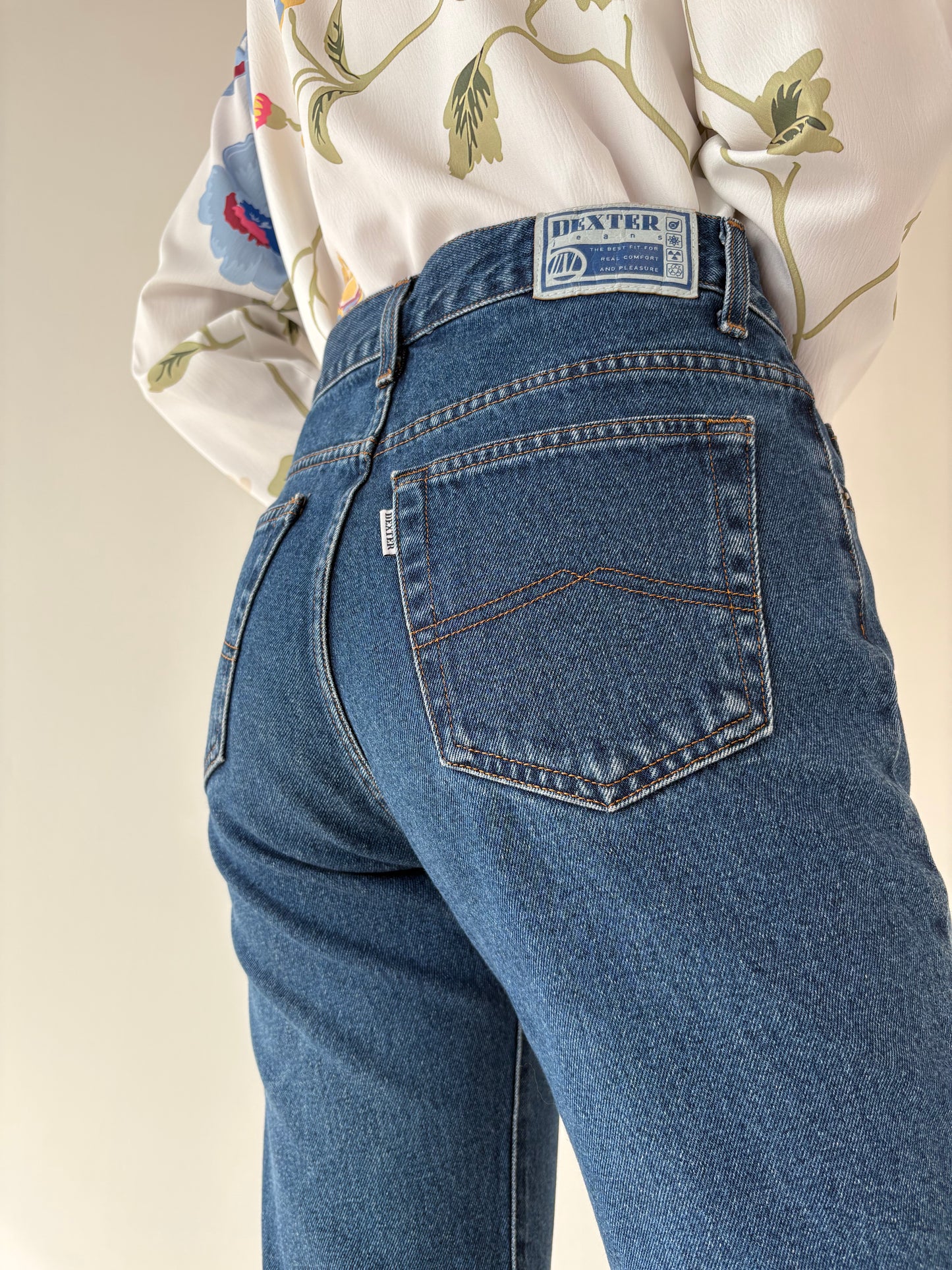 Jeans vintage premium tall dark wash din bumbac plin