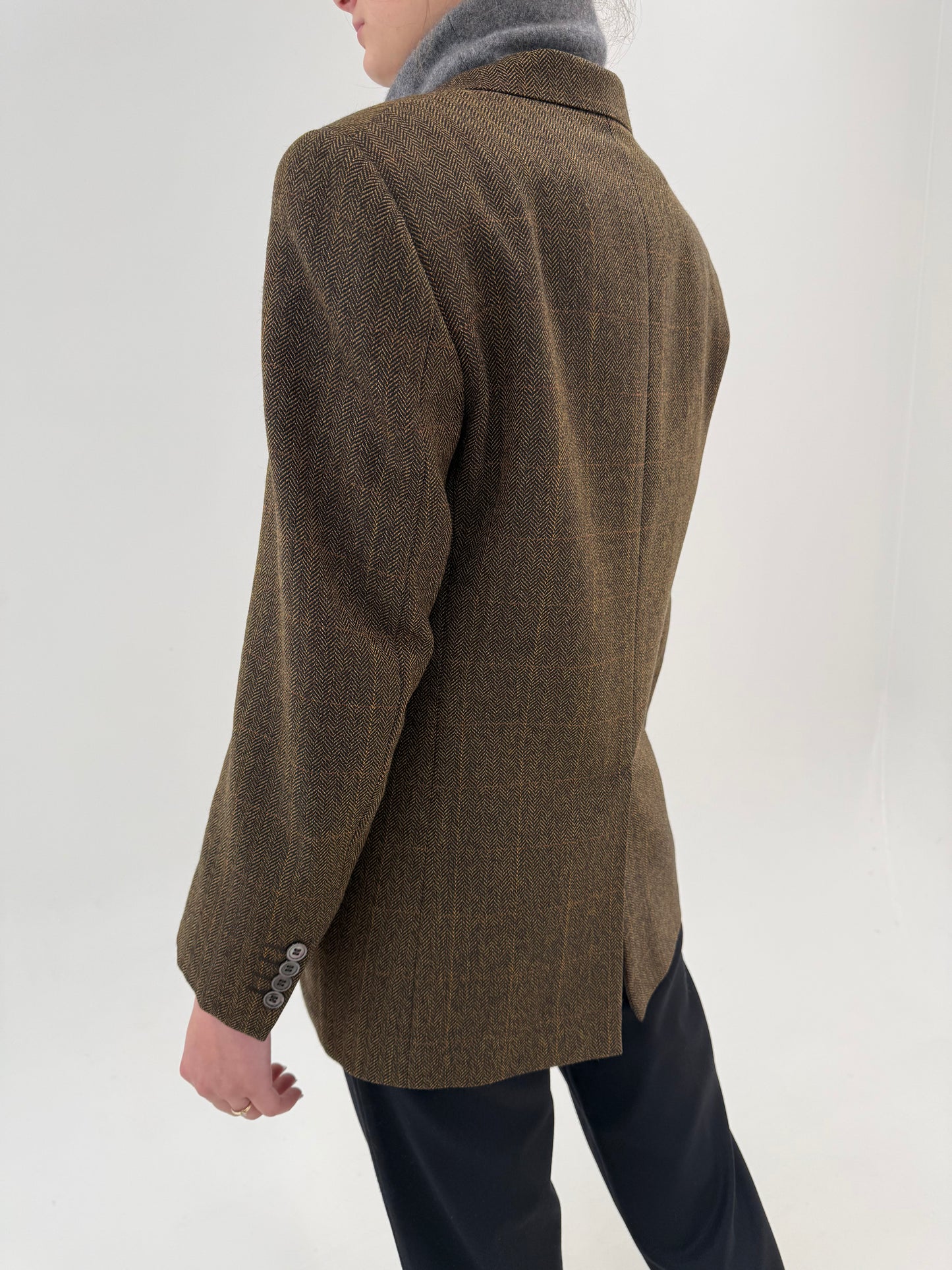 Sacou de brand luxury Pierre Cardin din tweed Chevron de lana merino extrafina