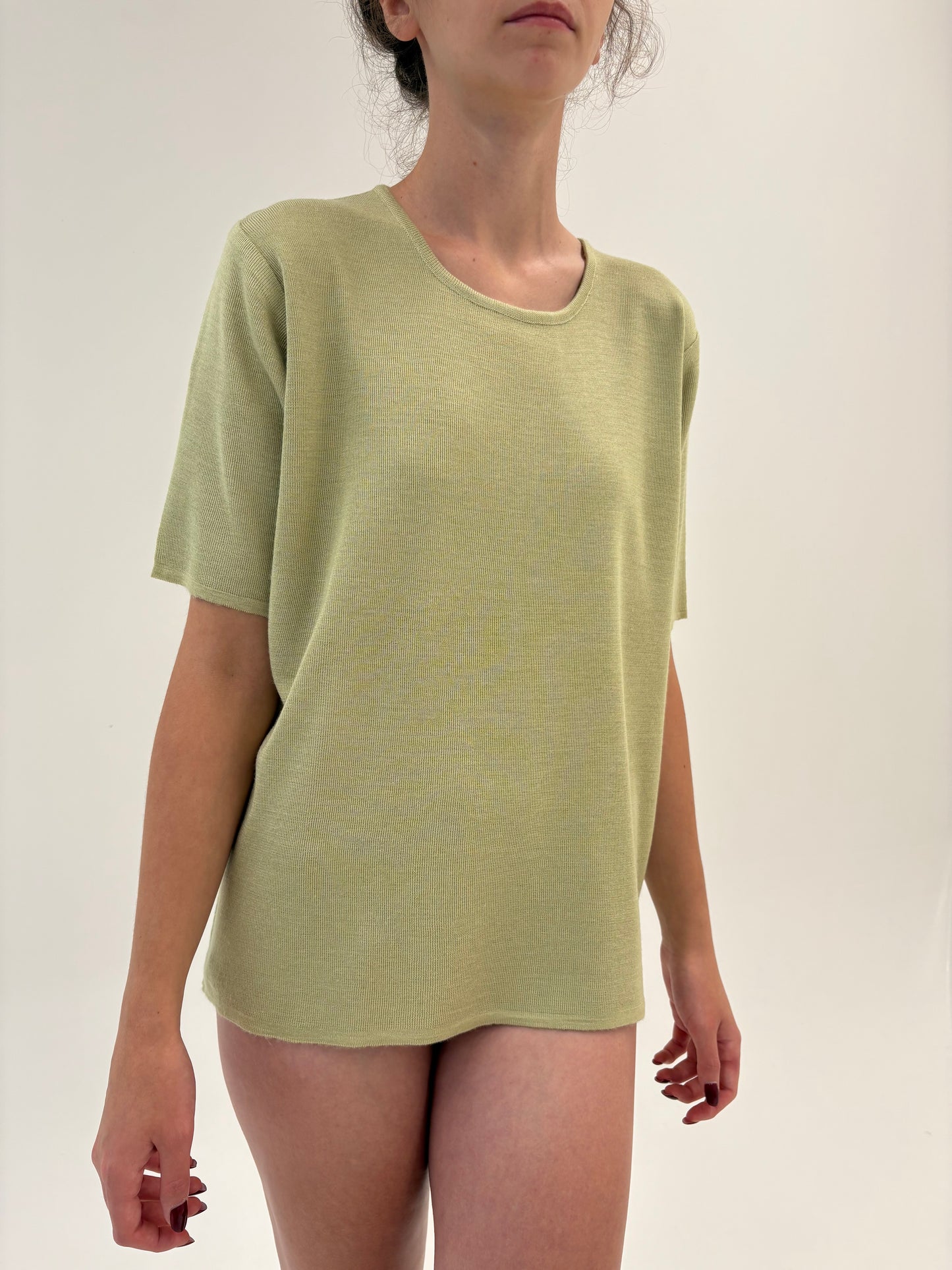 Top seaweed green din lana merino extrafina de gramaj mare