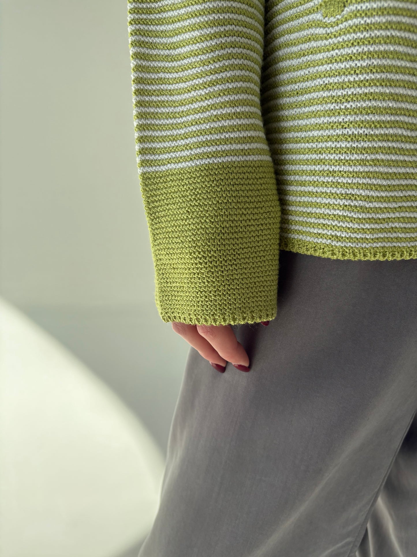 Pulover premium verde crud texturat din bumbac de gramaj mare