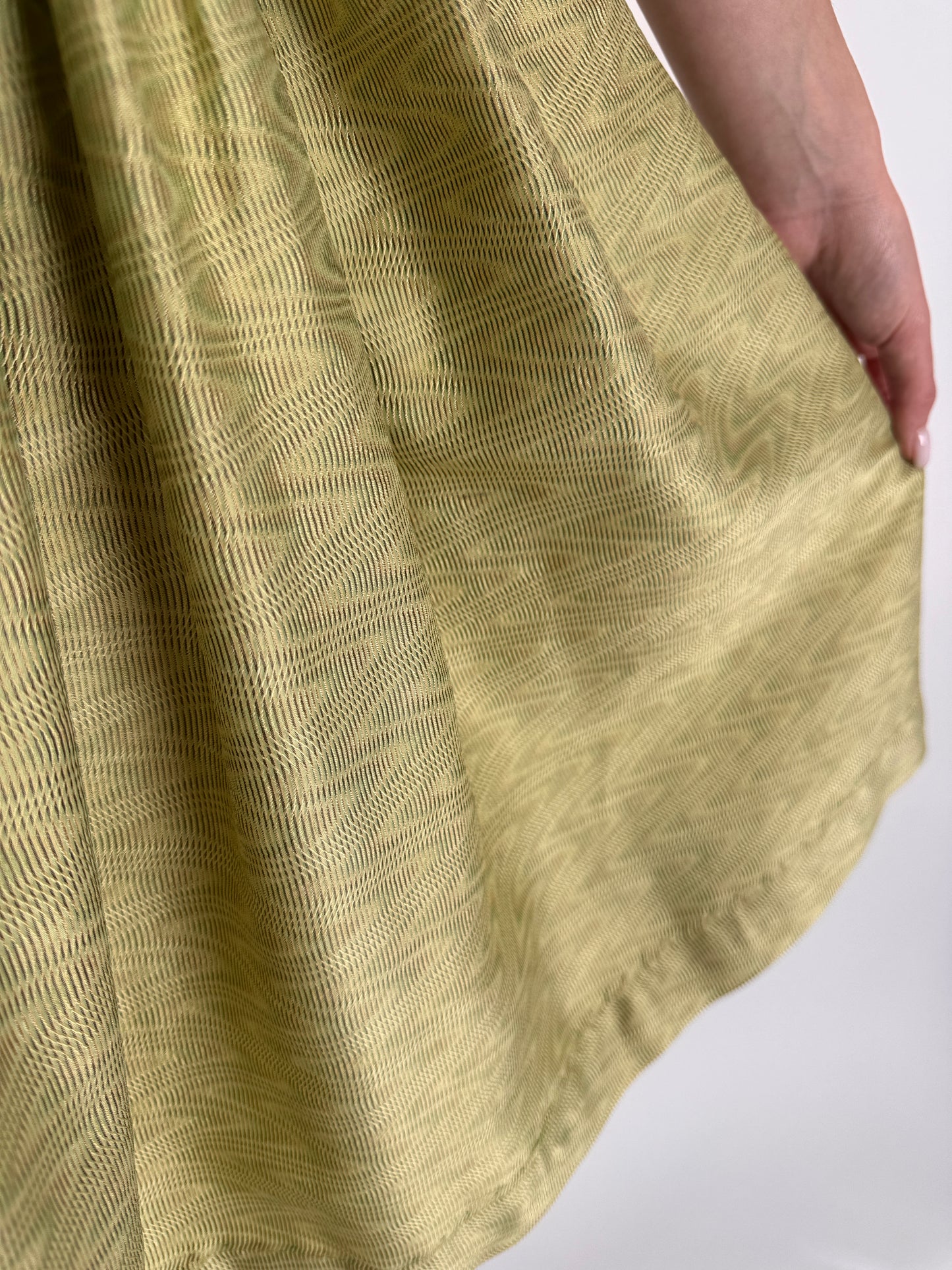 Fustă vintage seaweed green din brocart de mătase naturală