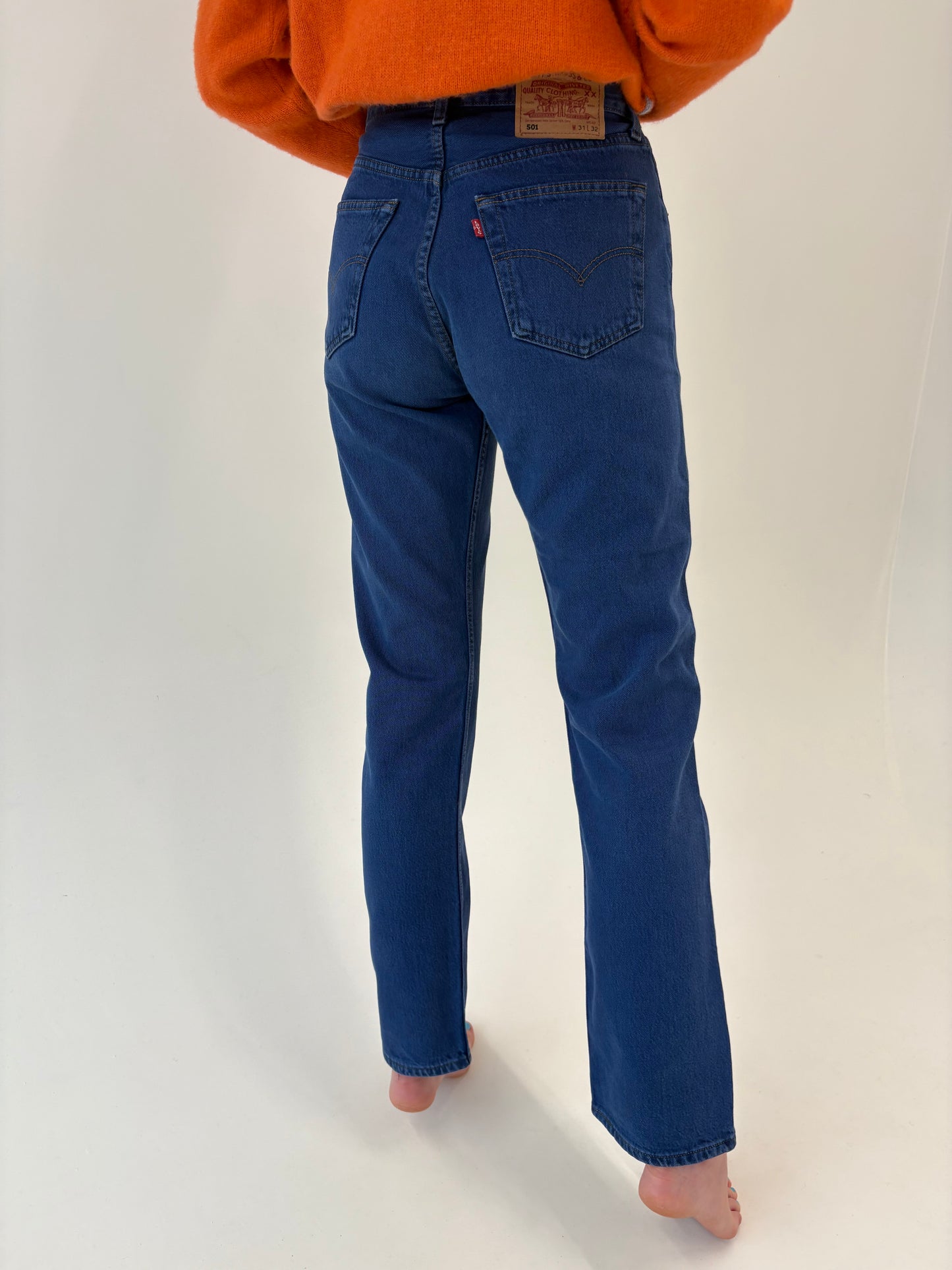 Jeans vintage Levi’s 501 tall indigo wash din jeans gros
