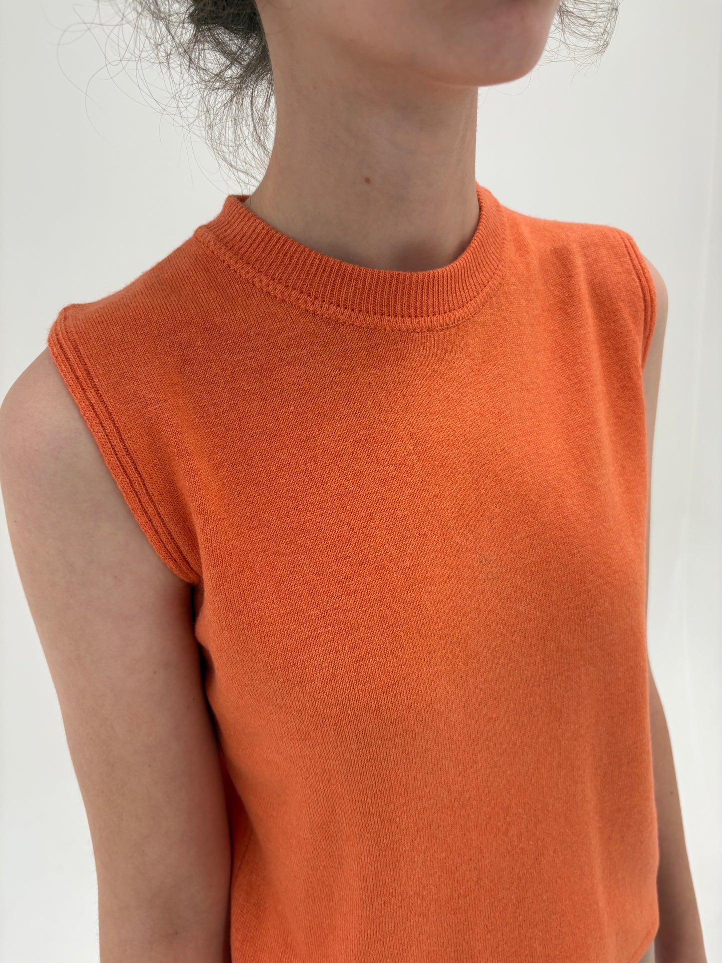 Top crew neck oranj din lana merino extrafina