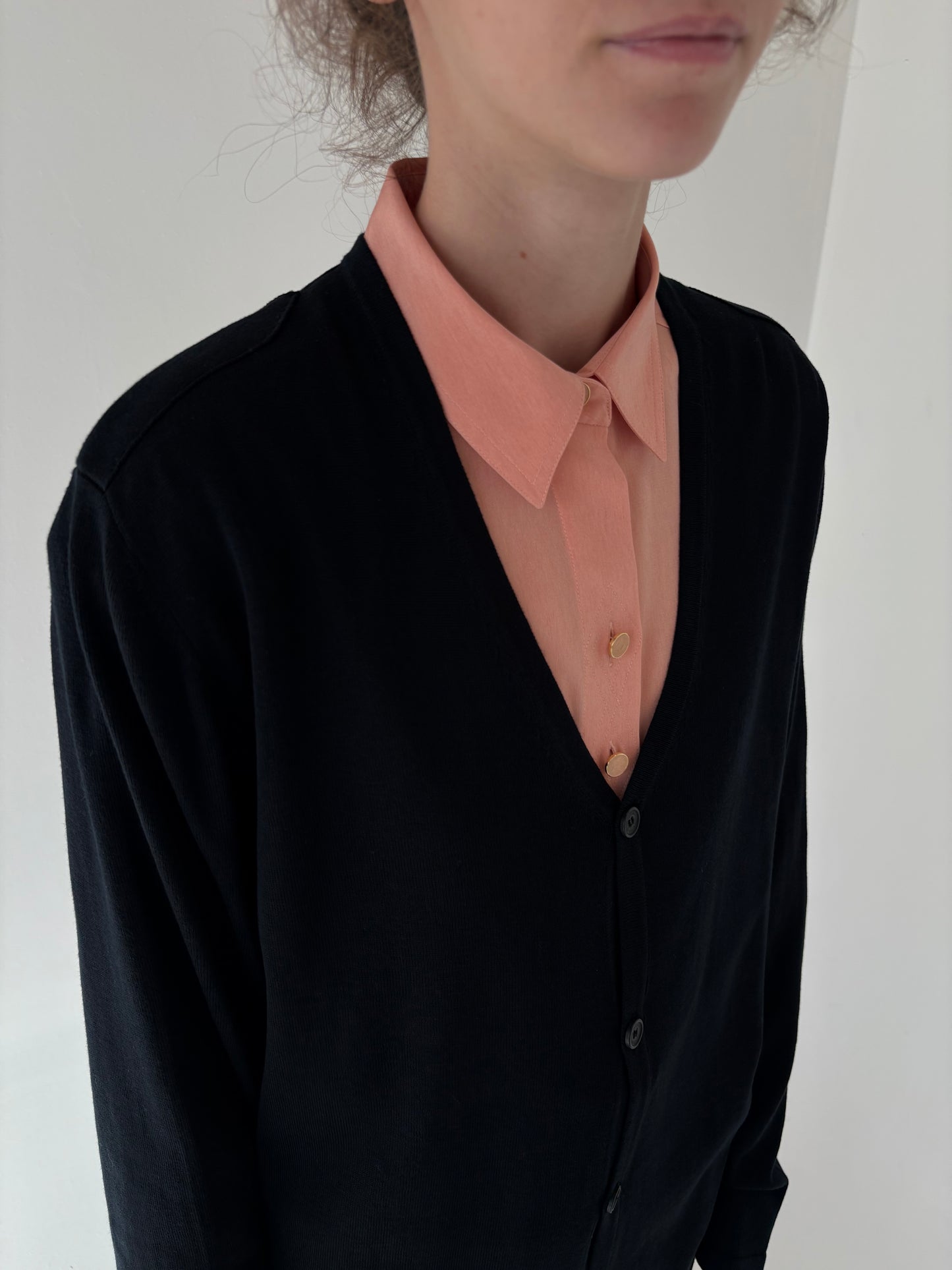 Cardigan negru luxury din mătase naturală și bumbac