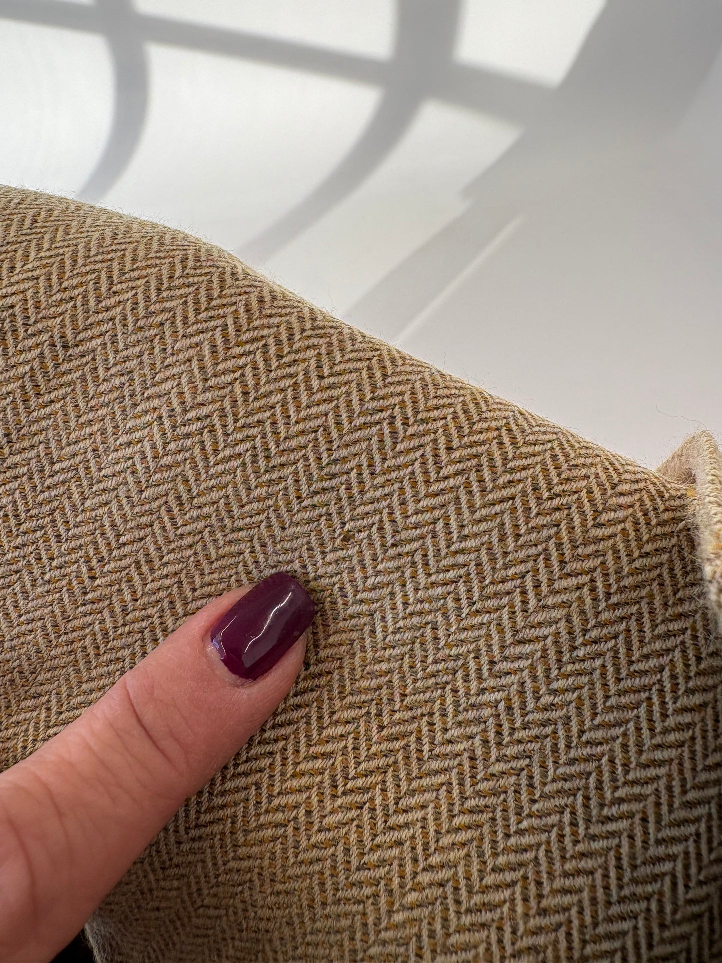 Sacou italian couture camel din stofă de lana și cașmir herringbone