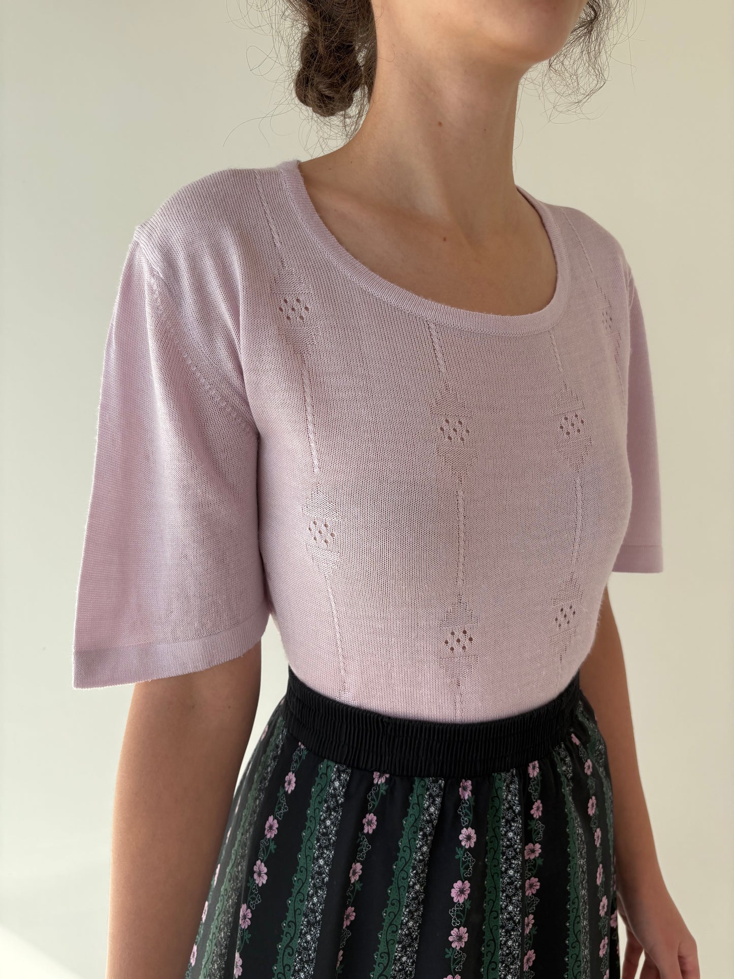 Top vintage light lavender din jerse