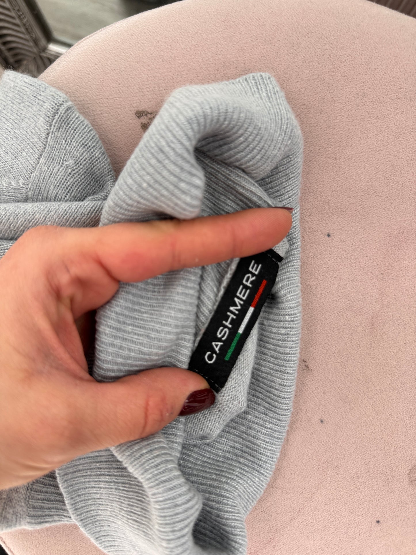 Maleta baby blue din blend de cașmir, mătase naturală și lana