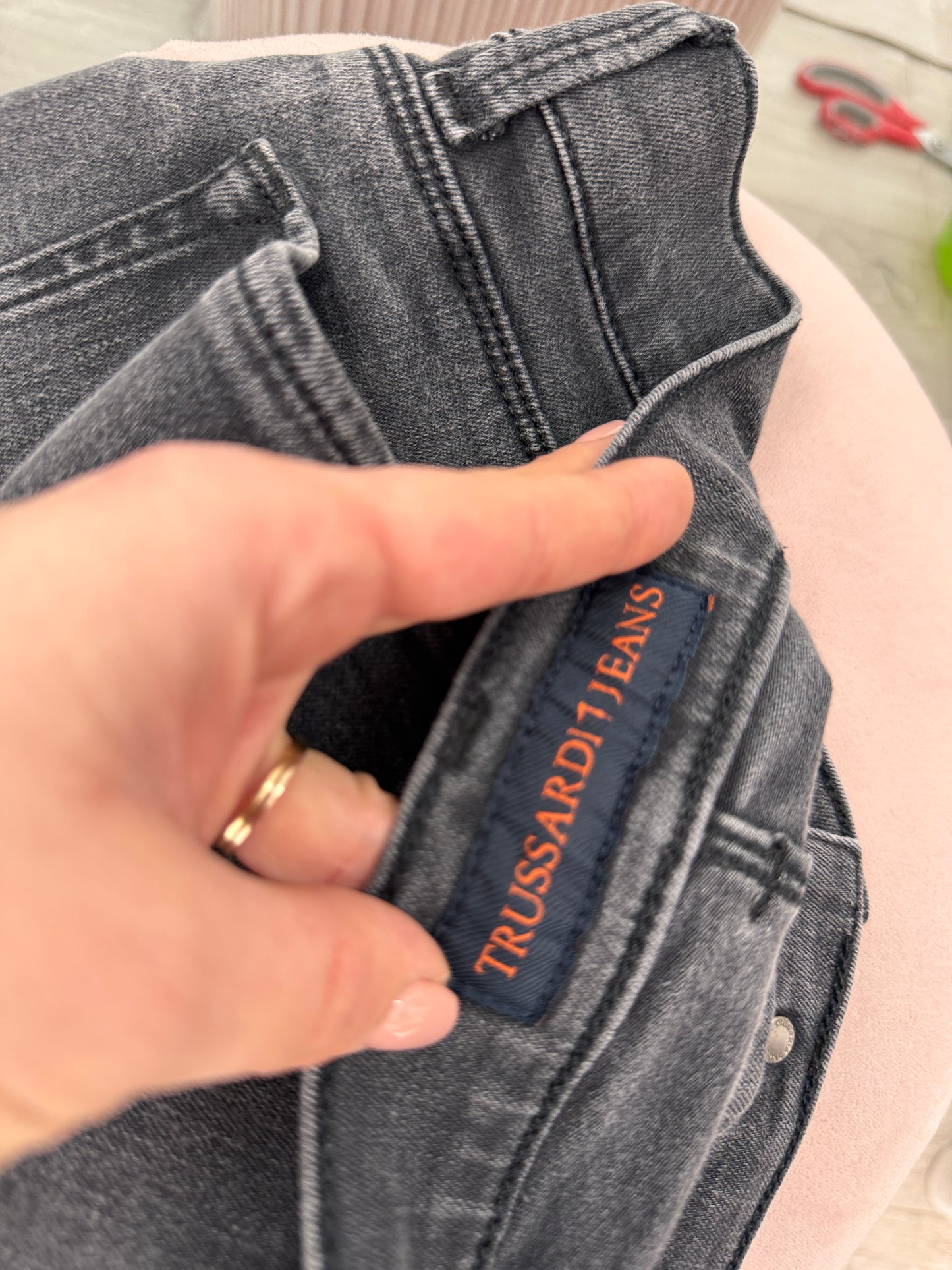 Jeanși luxury Trussardi tall din bumbac modelator