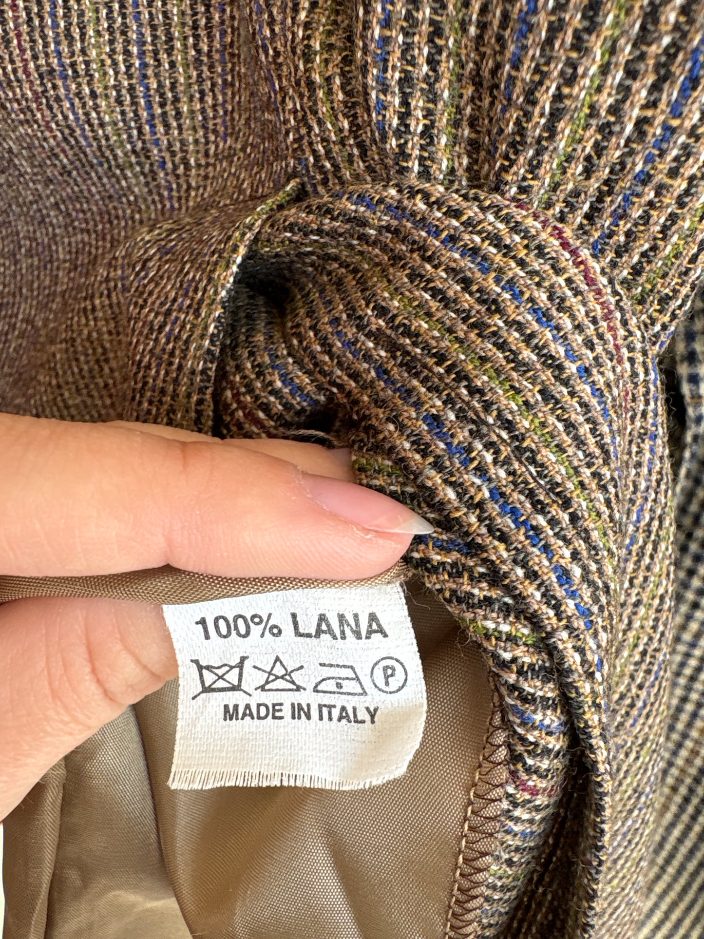 Fustă italiană A-line din tweed plin de lana extrafina cu efect curcubeu