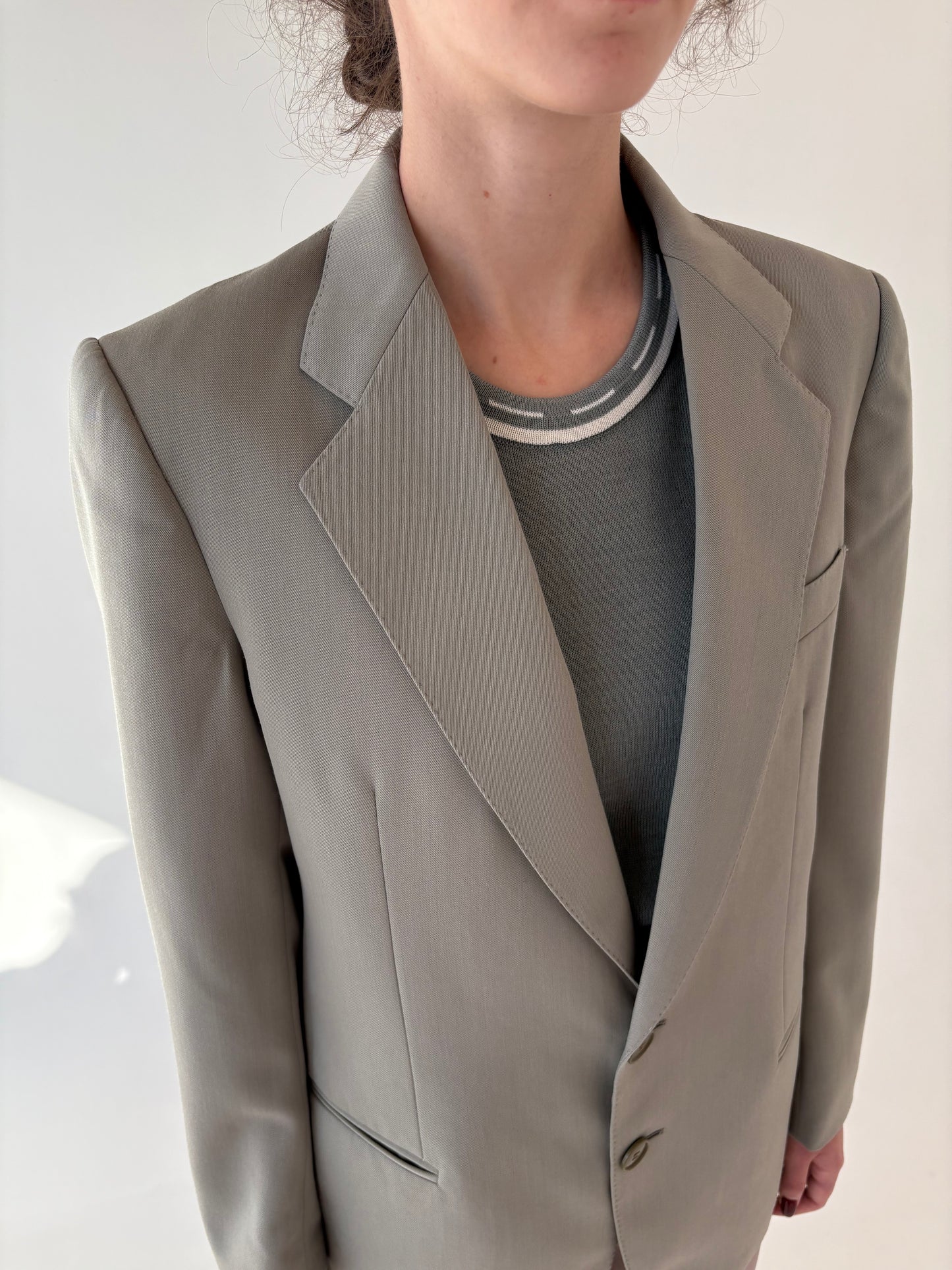 Sacou italian Sage green din stofă de lana extrafina