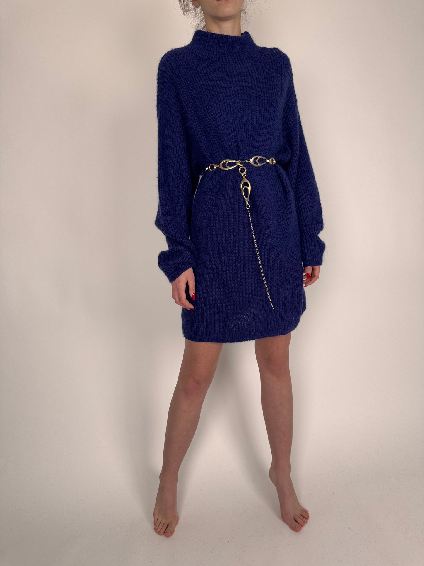 Rochie tip Maleta nashville blue din mix extrafin de lana și baby mohair