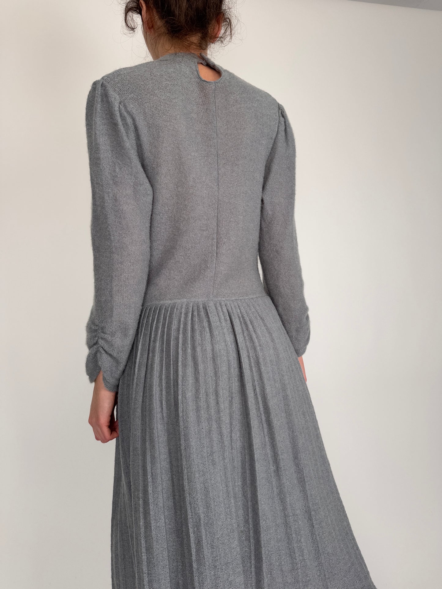 Rochie vintage cloud gray din mix de lana extrafina