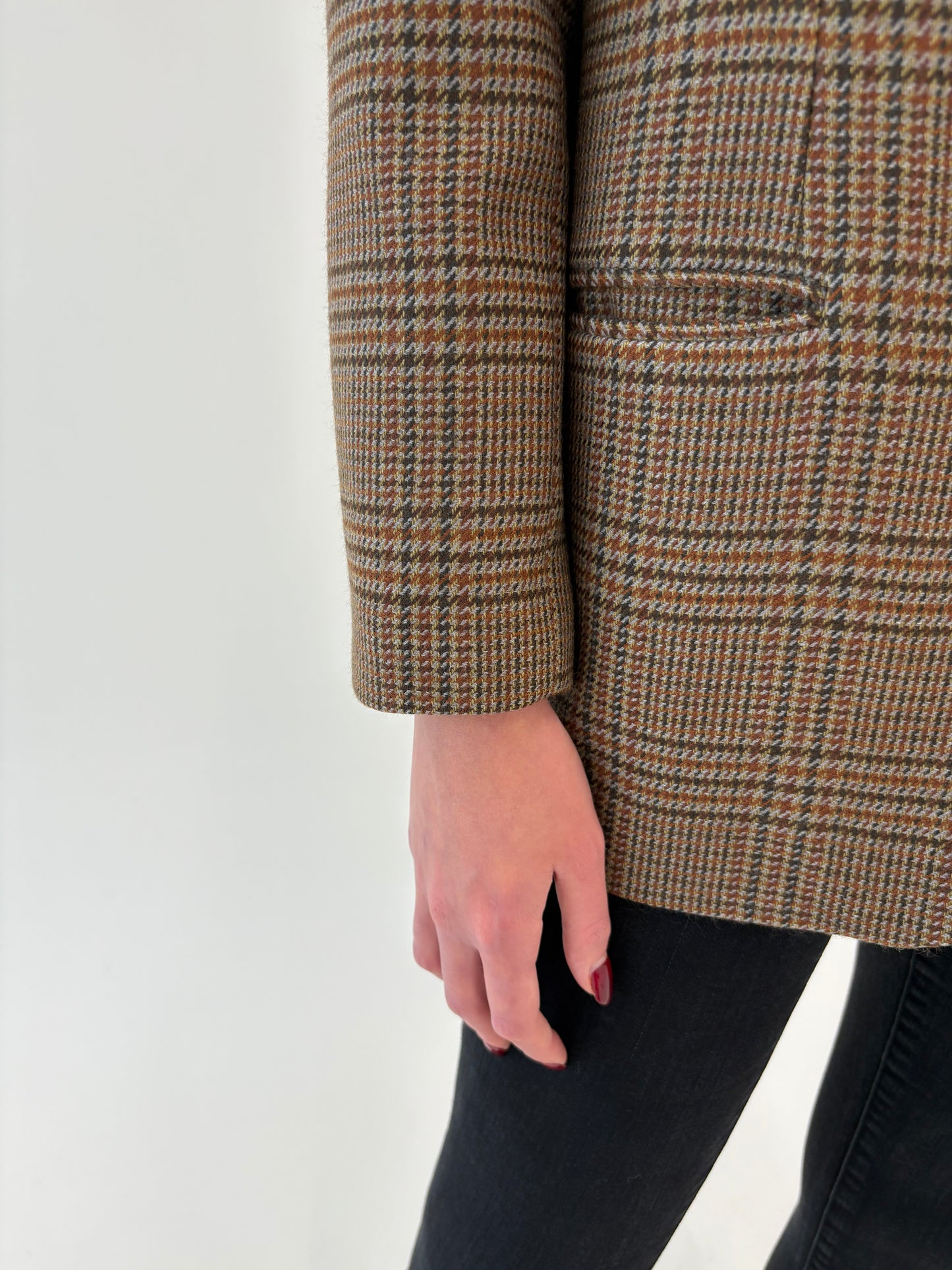 Sacou vintage camel petite pied du coq din Tartan de lana extrafina