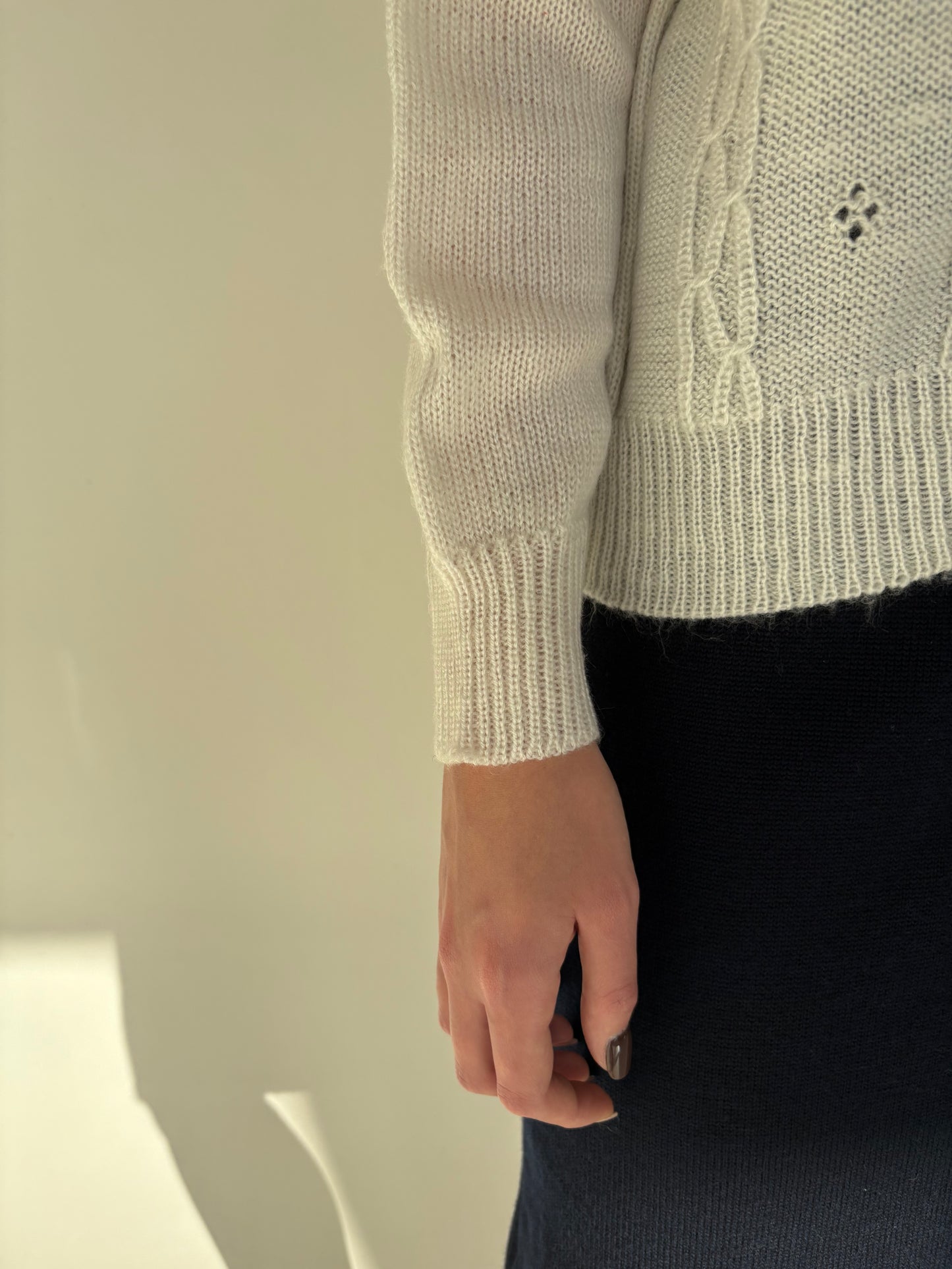 Cardigan vintage luxury din baby mohair butter white