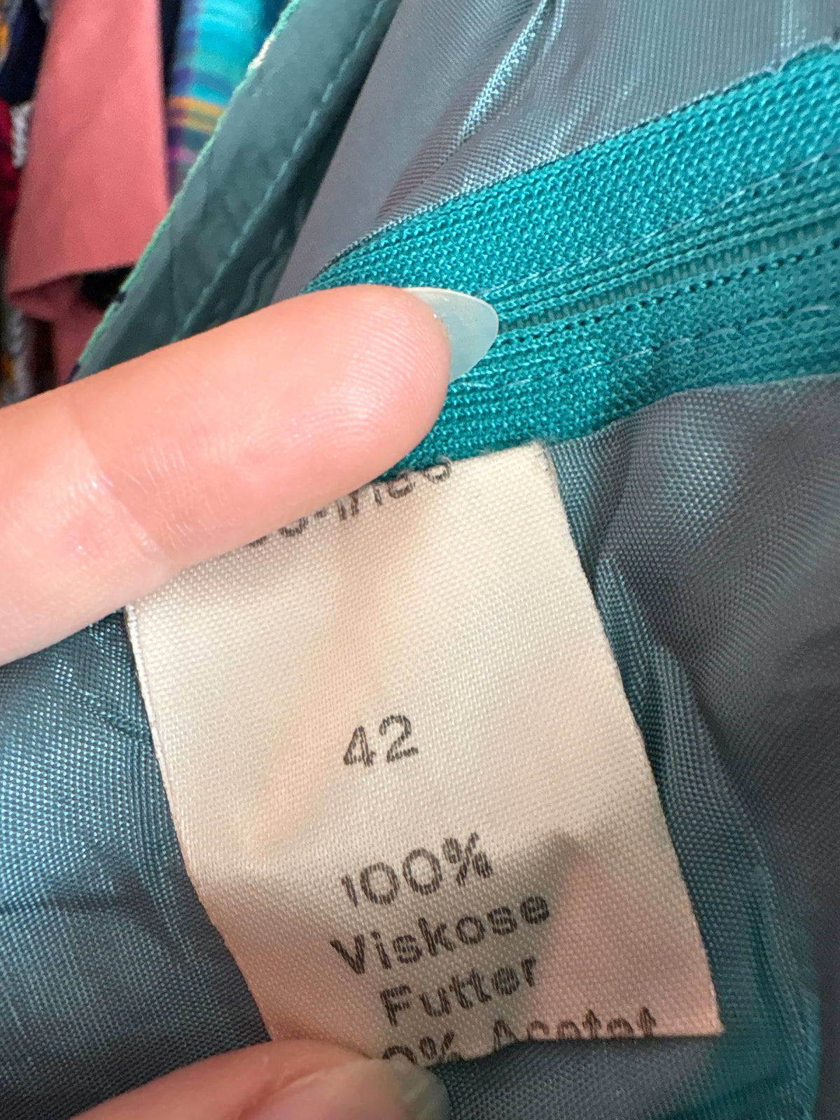 Fustă vintage superbă aqua blue din panzica fină cu print organic midi
