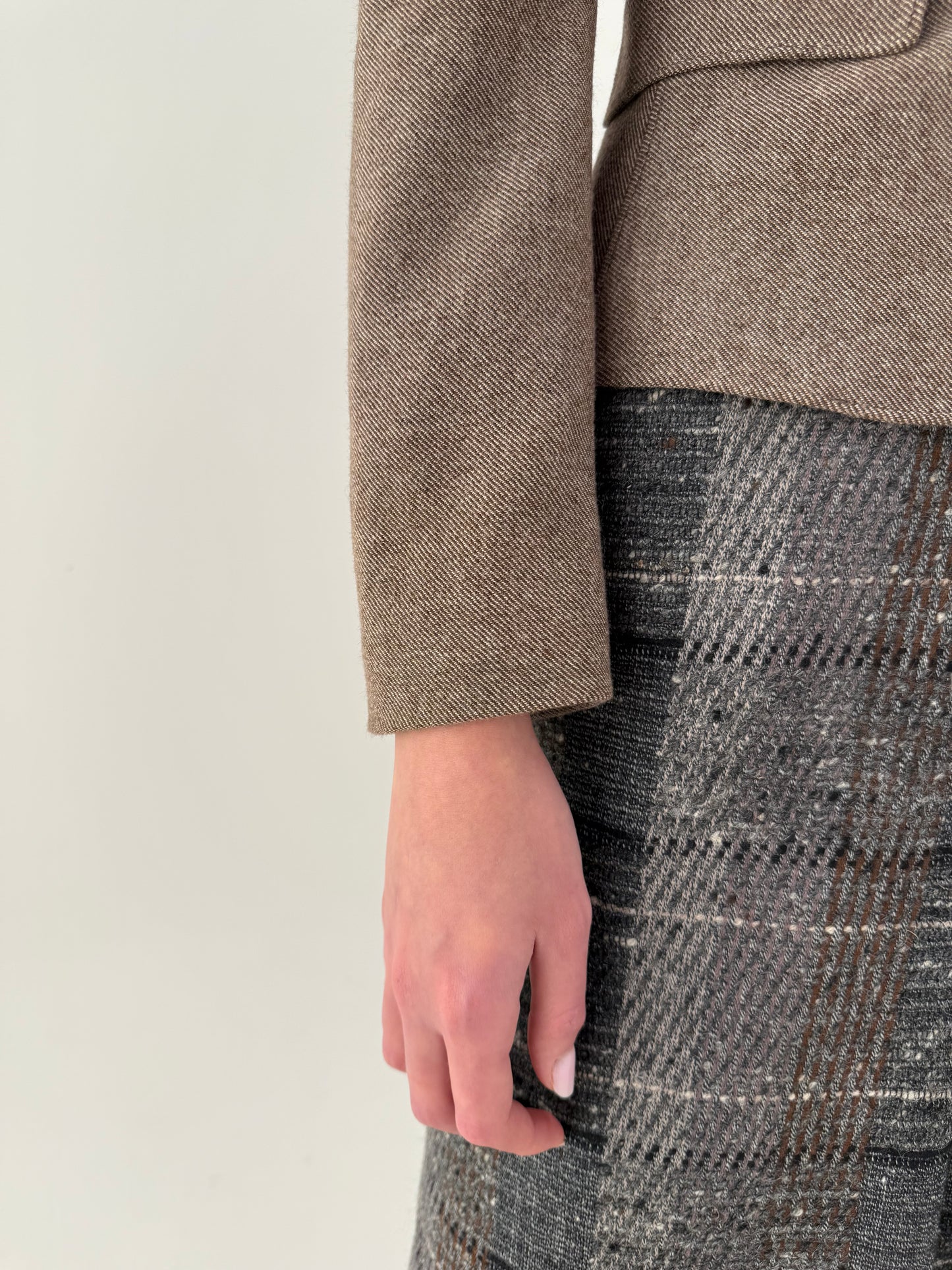 Sacou high end italian din stofă Chevron camel și chocolate brown