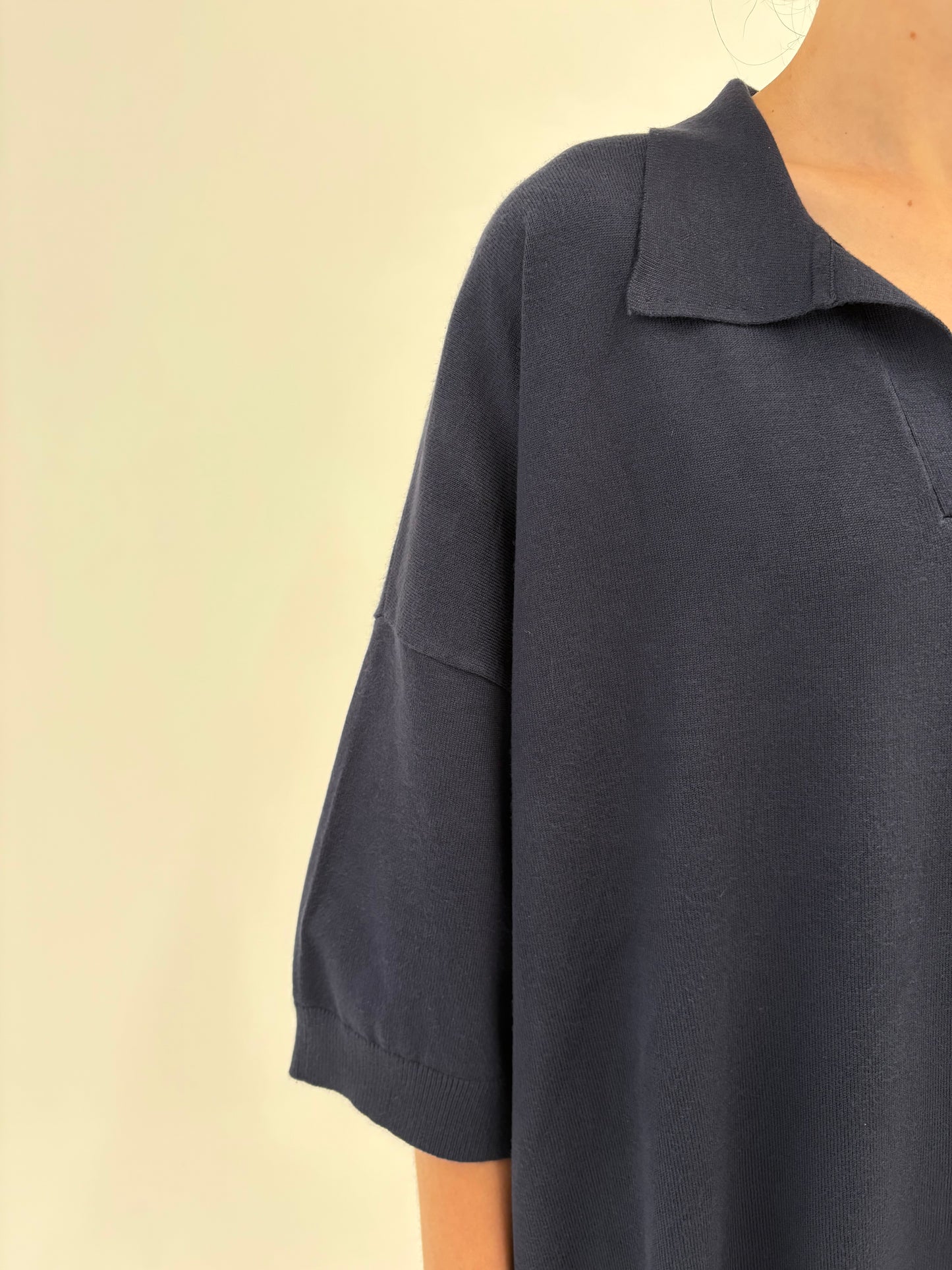 Top polo plus size Navy blue