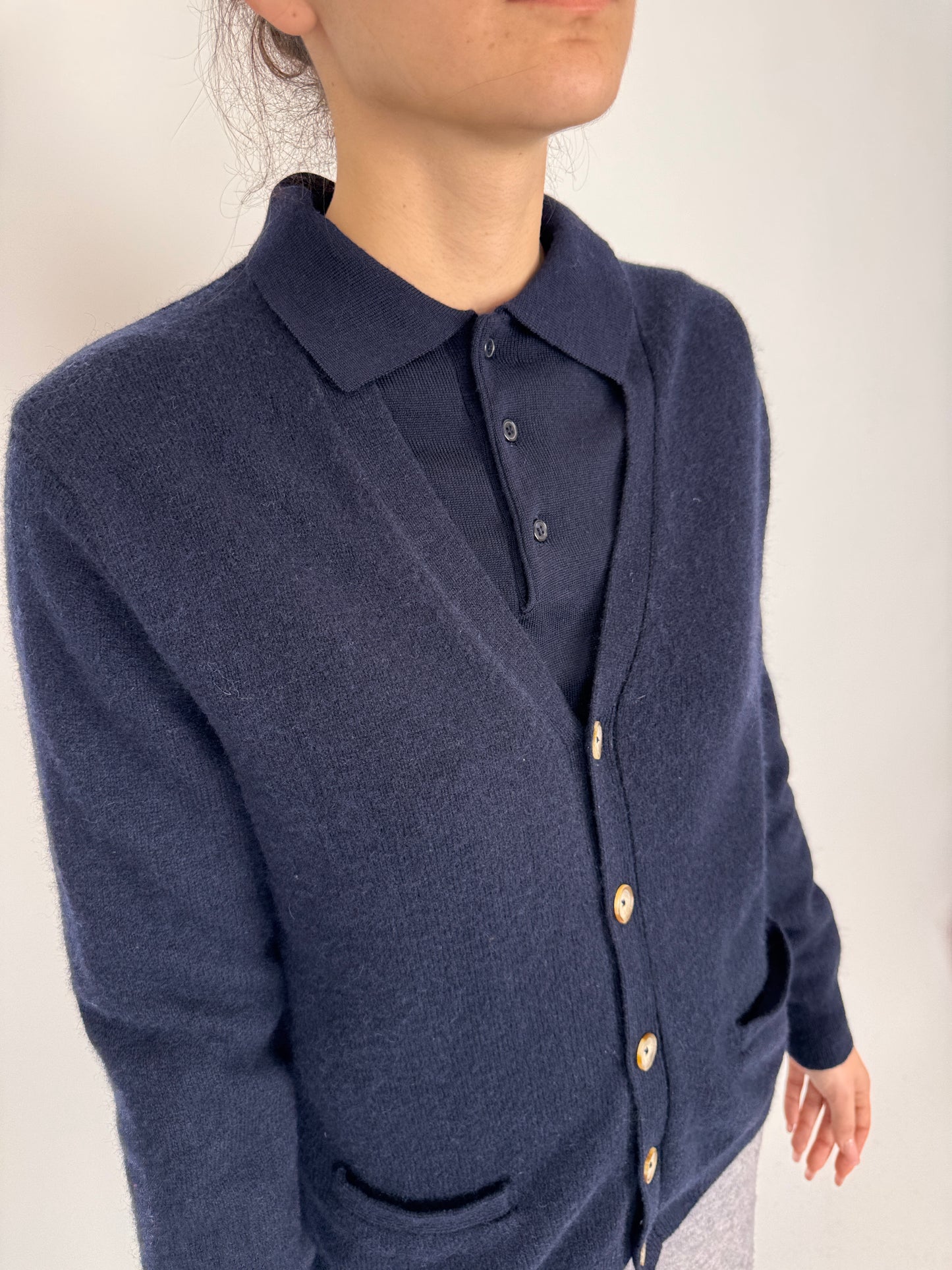 Cardigan premium italian din lana extrafina Navy blue