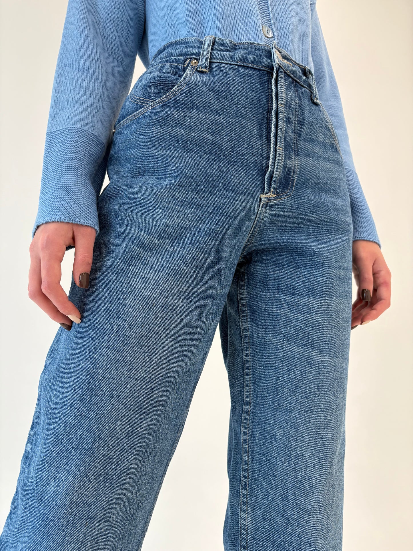 Jeans vintage tall plin classic wash cu talie înaltă