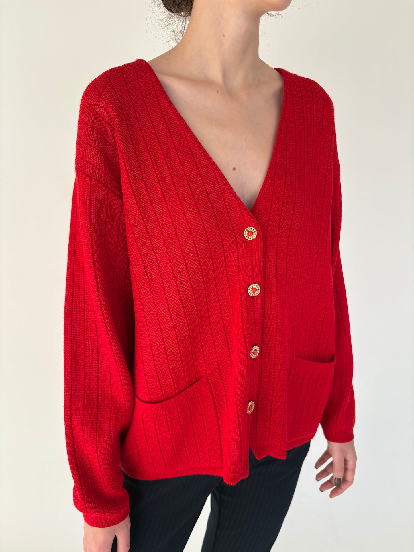 Cardigan vintage italian din lana extrafina plină de gramaj mare