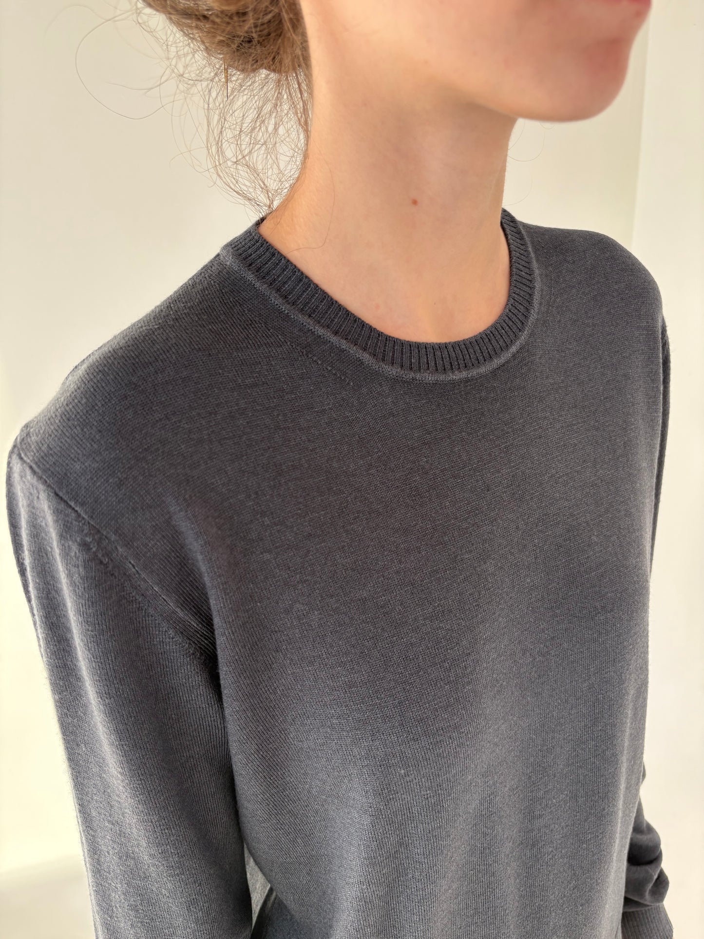 Pulover steel gray din lana extrafina de gramaj mare