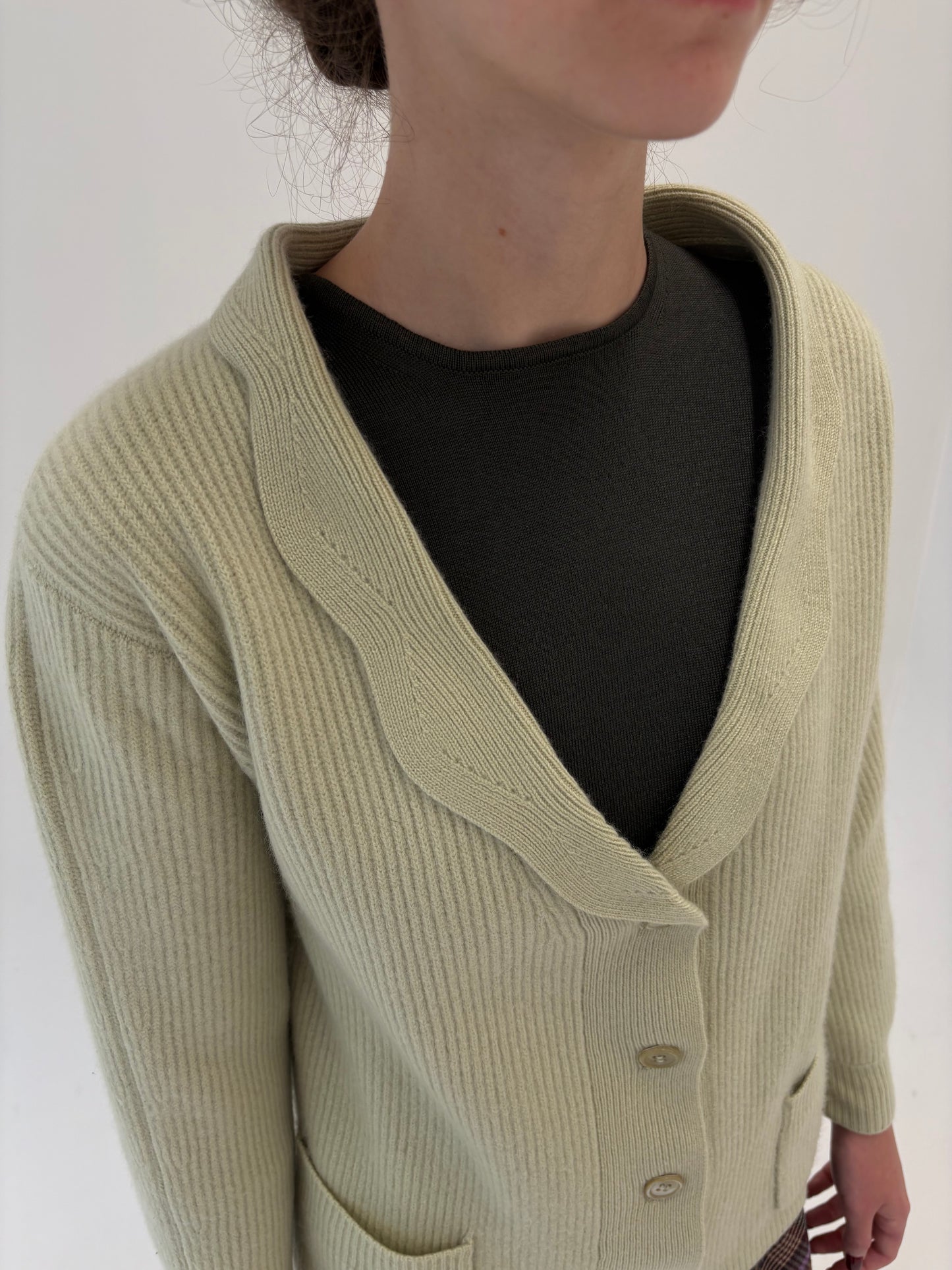 Jacheta de cașmir super gros de brand luxury italian pistachio green