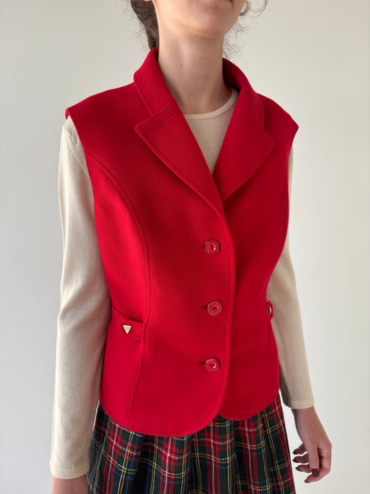 Vestă vintage cambrata din stofă de lana pura extrafina excepțională