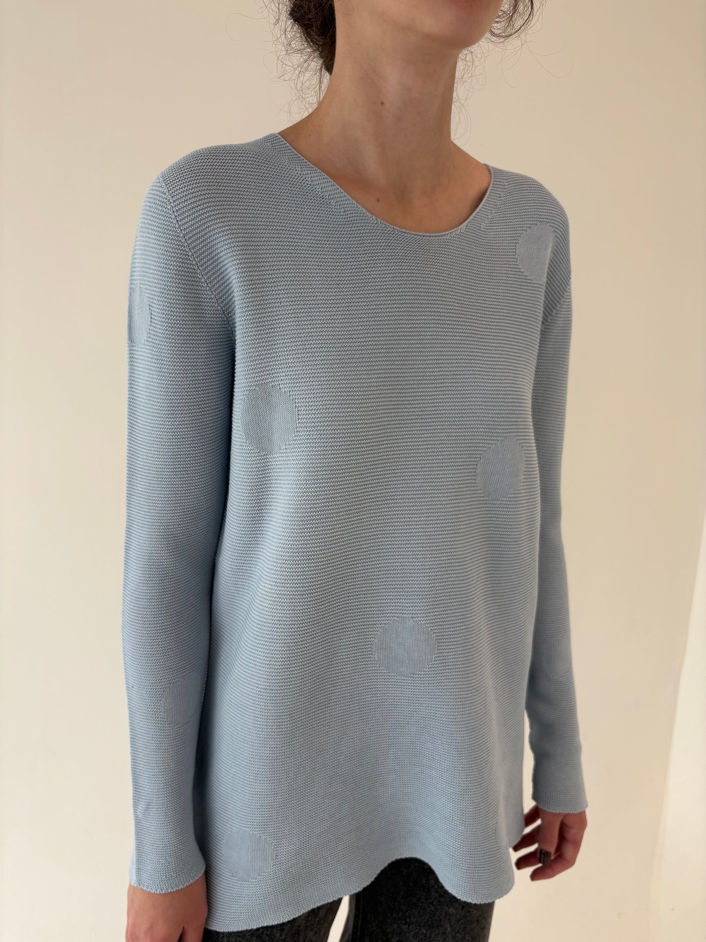 Pulover baby blue din bumbc de gramaj mare