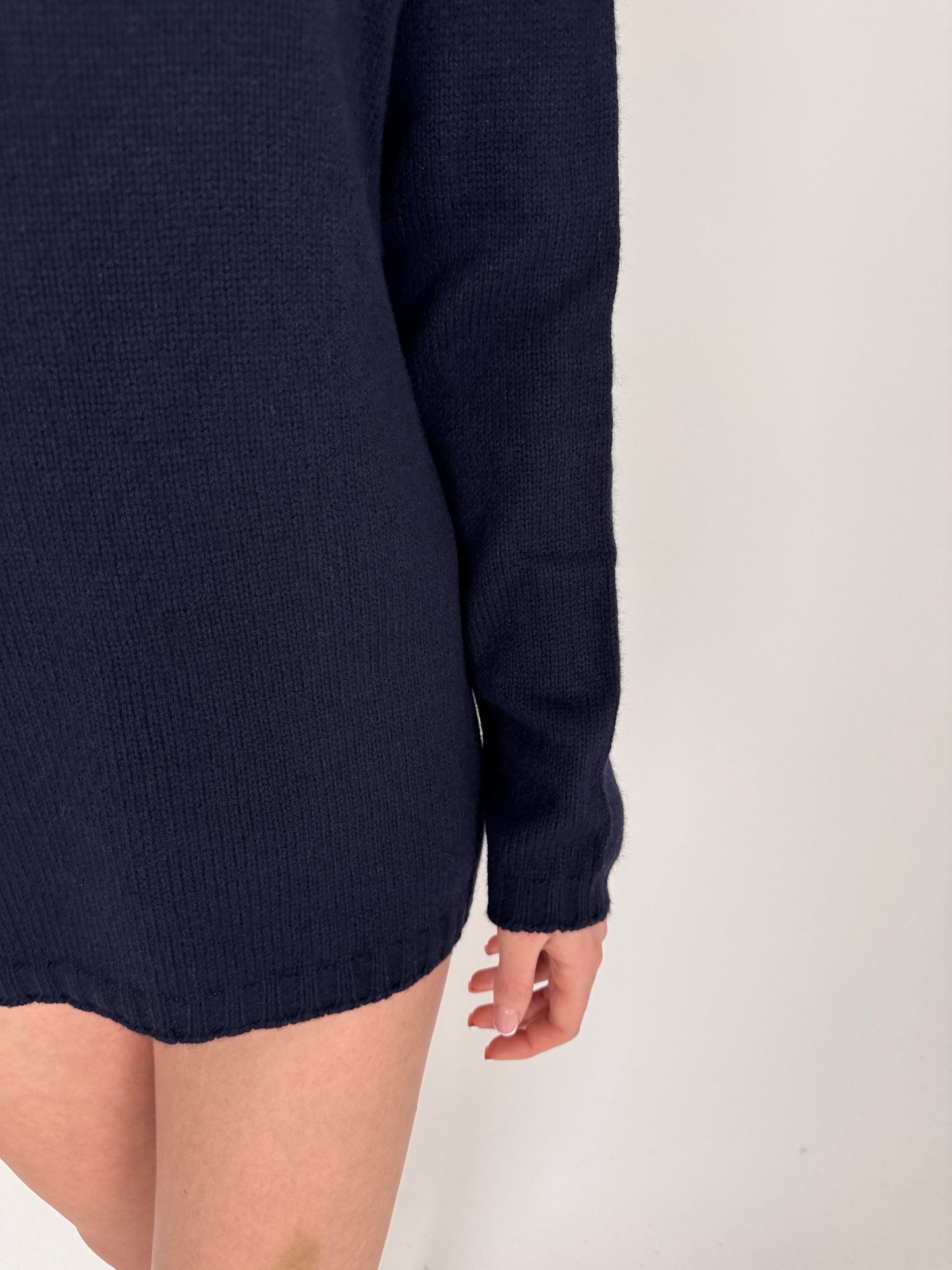 Pulover premium italian din lana extrafina și cașmir Navy blue