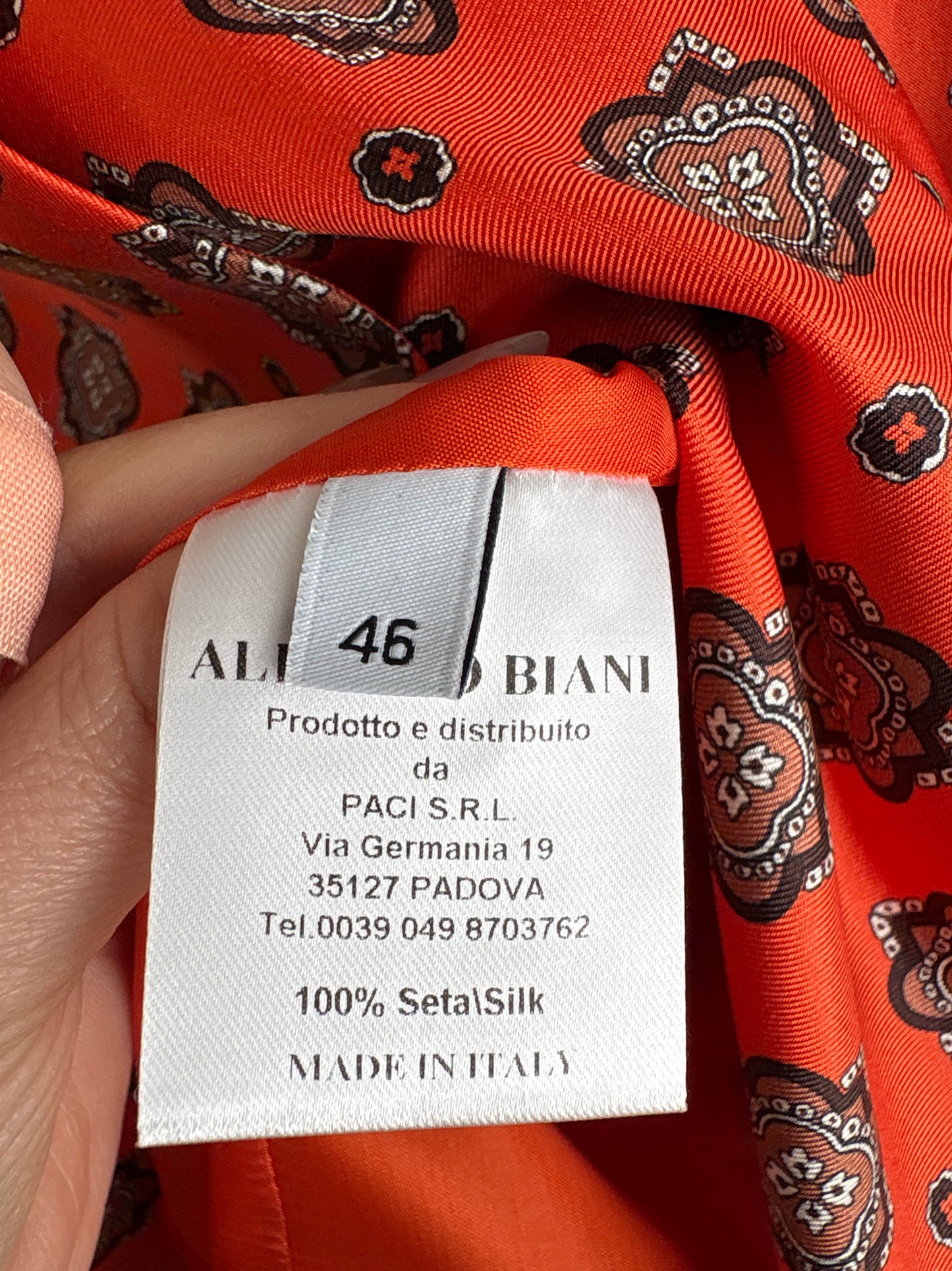 Sacou vintage couture electric orange cu print din mătase naturală