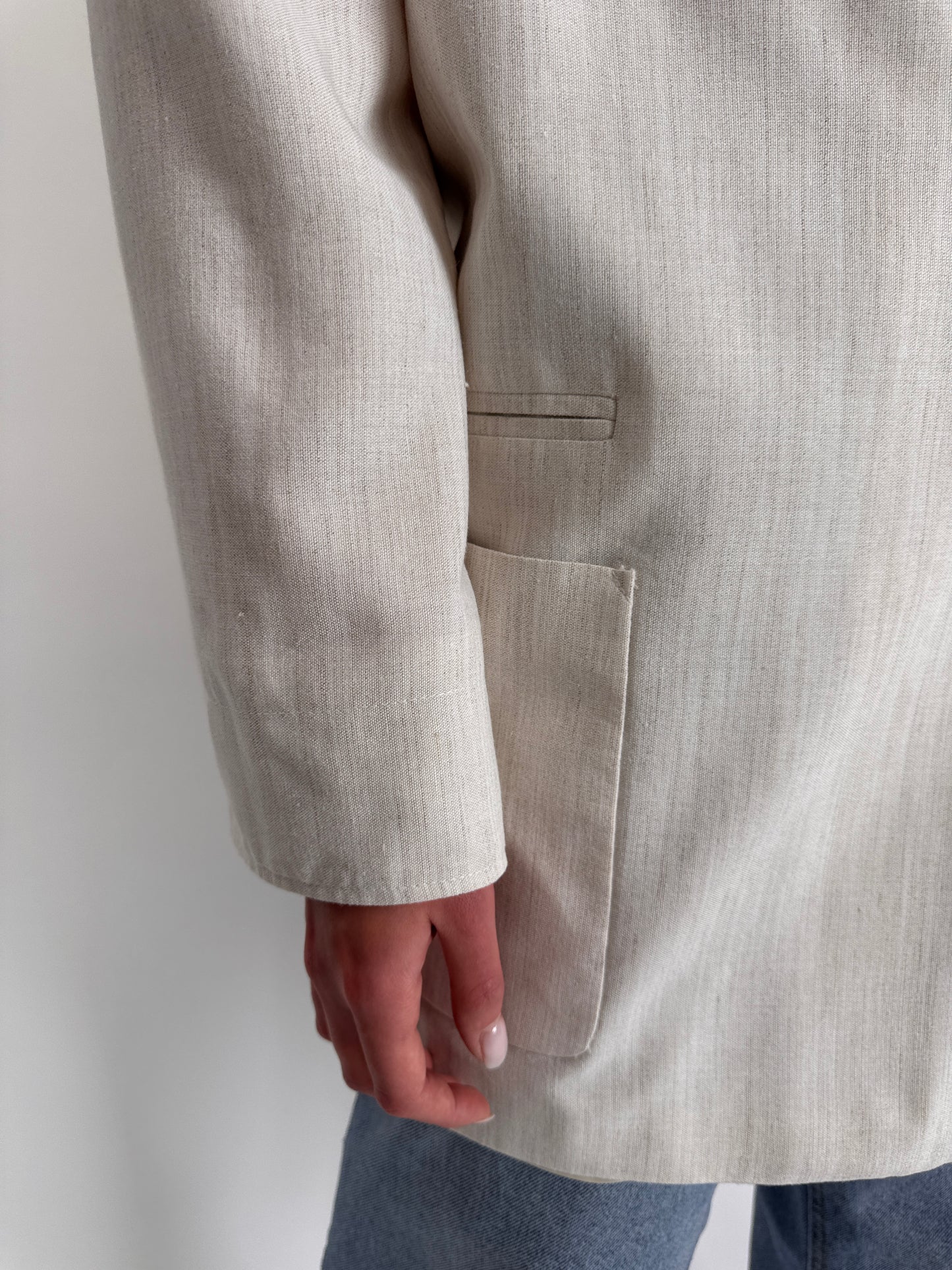 Sacou nude plus size din pânză
