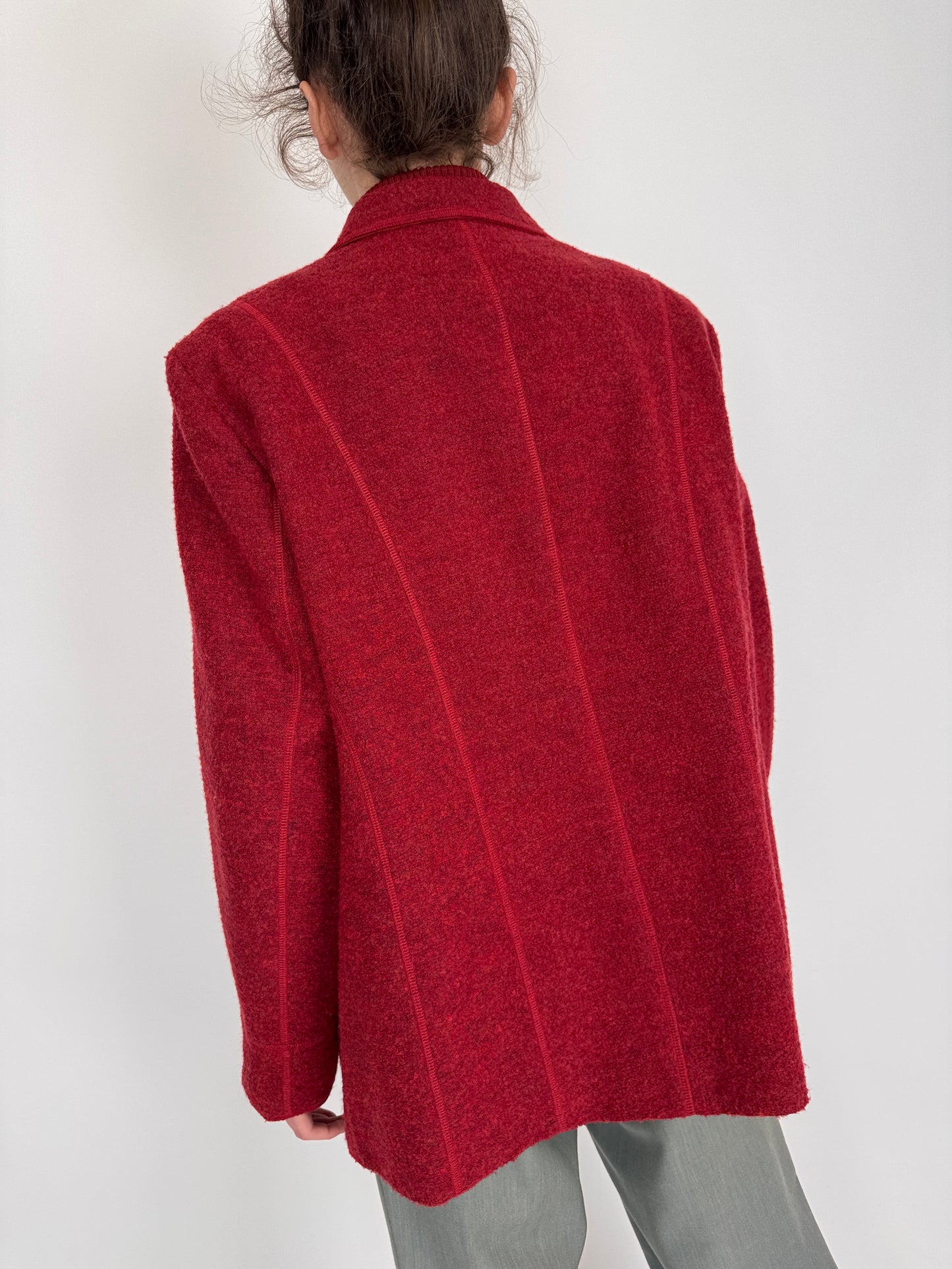 Sacou luxury Delmod din lana merino dark cherry red