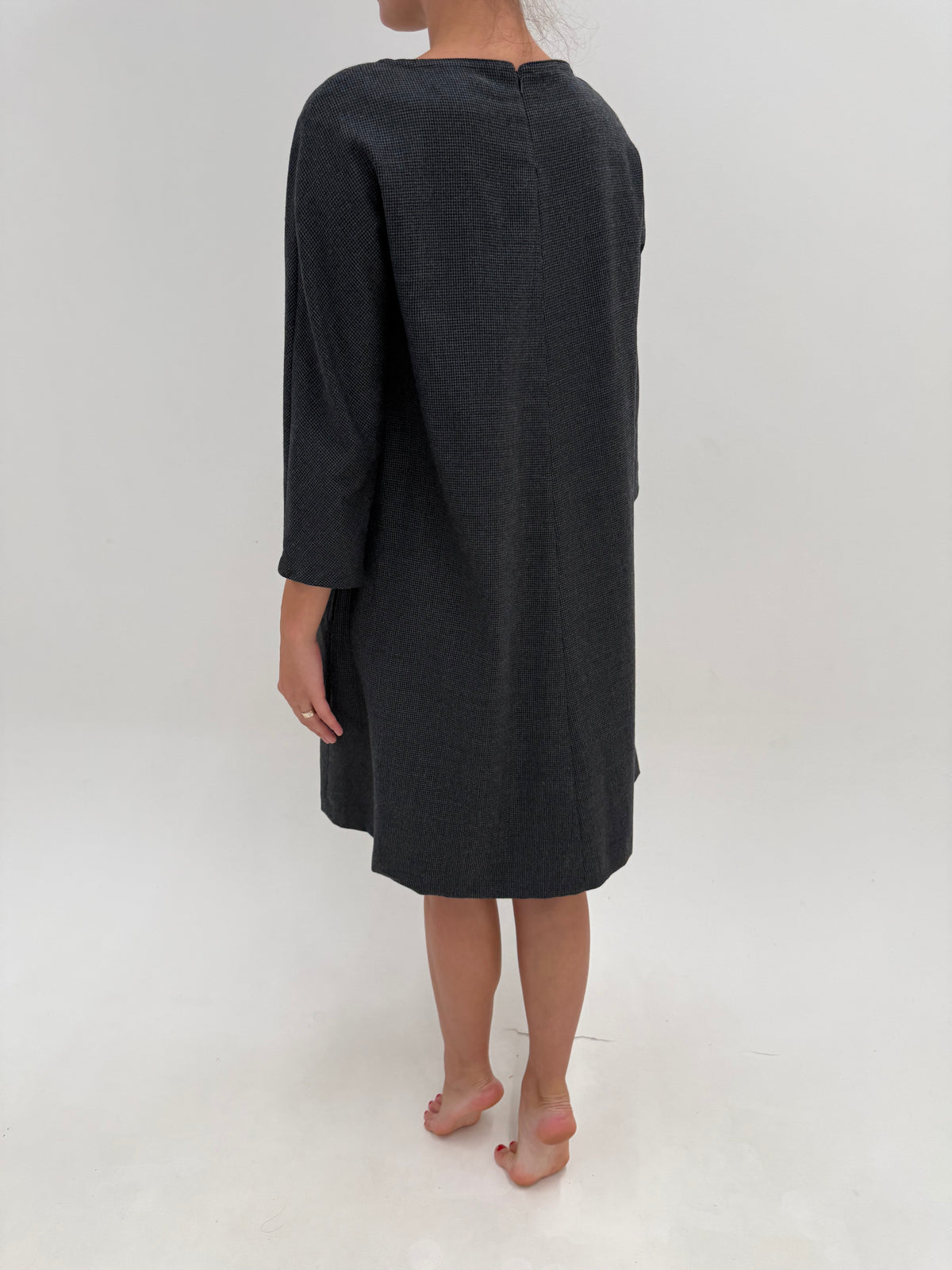 Rochie Max Mara pied de coq din stofă moale excepțională în croi lejer A-line