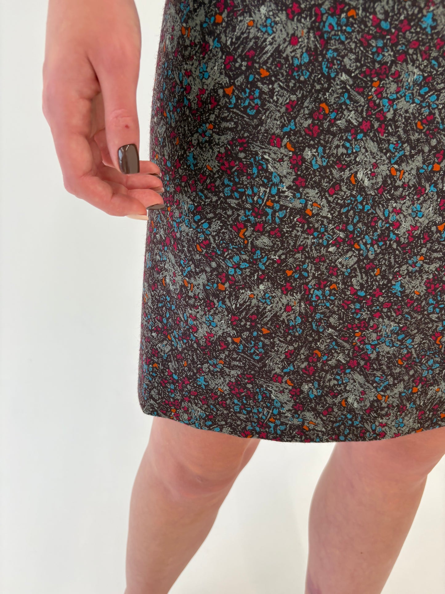 Deux piece vintage din lana extrafina cu print delicat în culori superbe