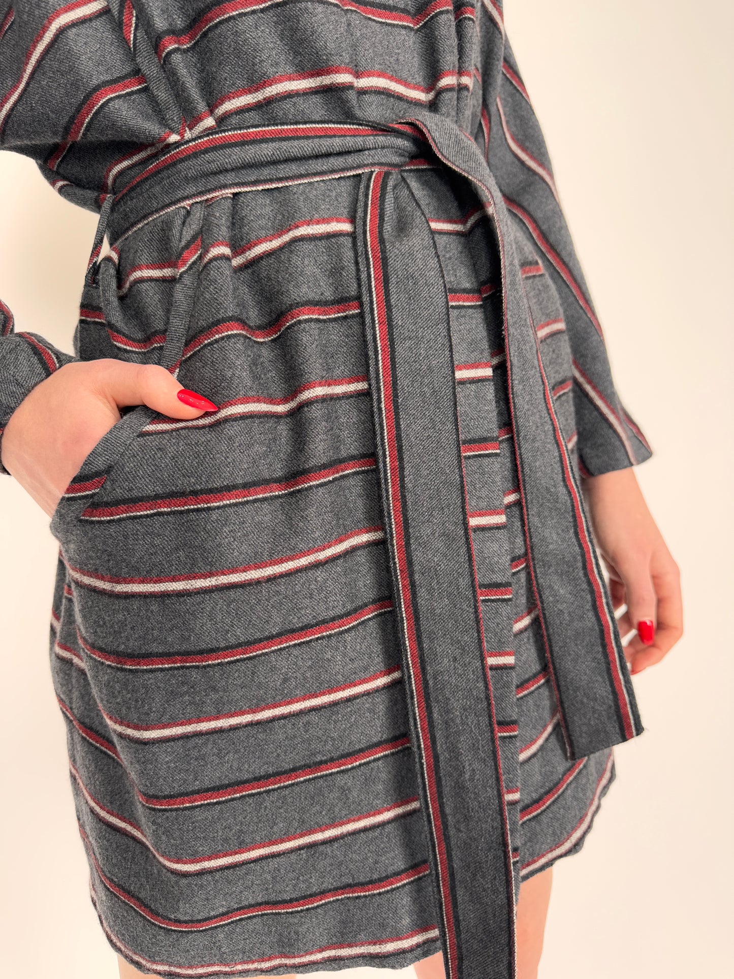 Rochie vintage cu talie reglabilă din stofă de lana extrafina