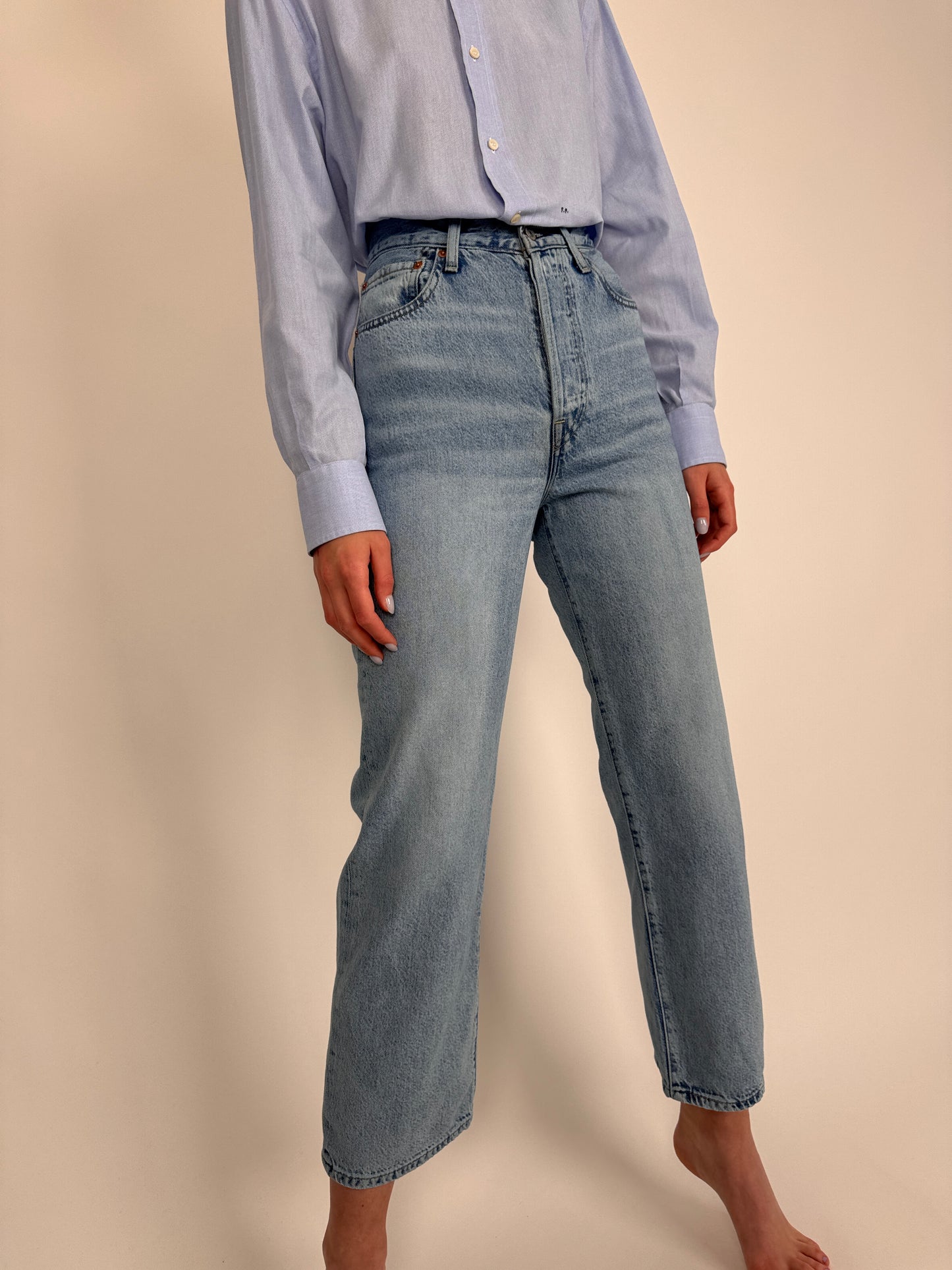 Jeanși Levi’s premium ribcage cu talie ultra înaltă ușor strech