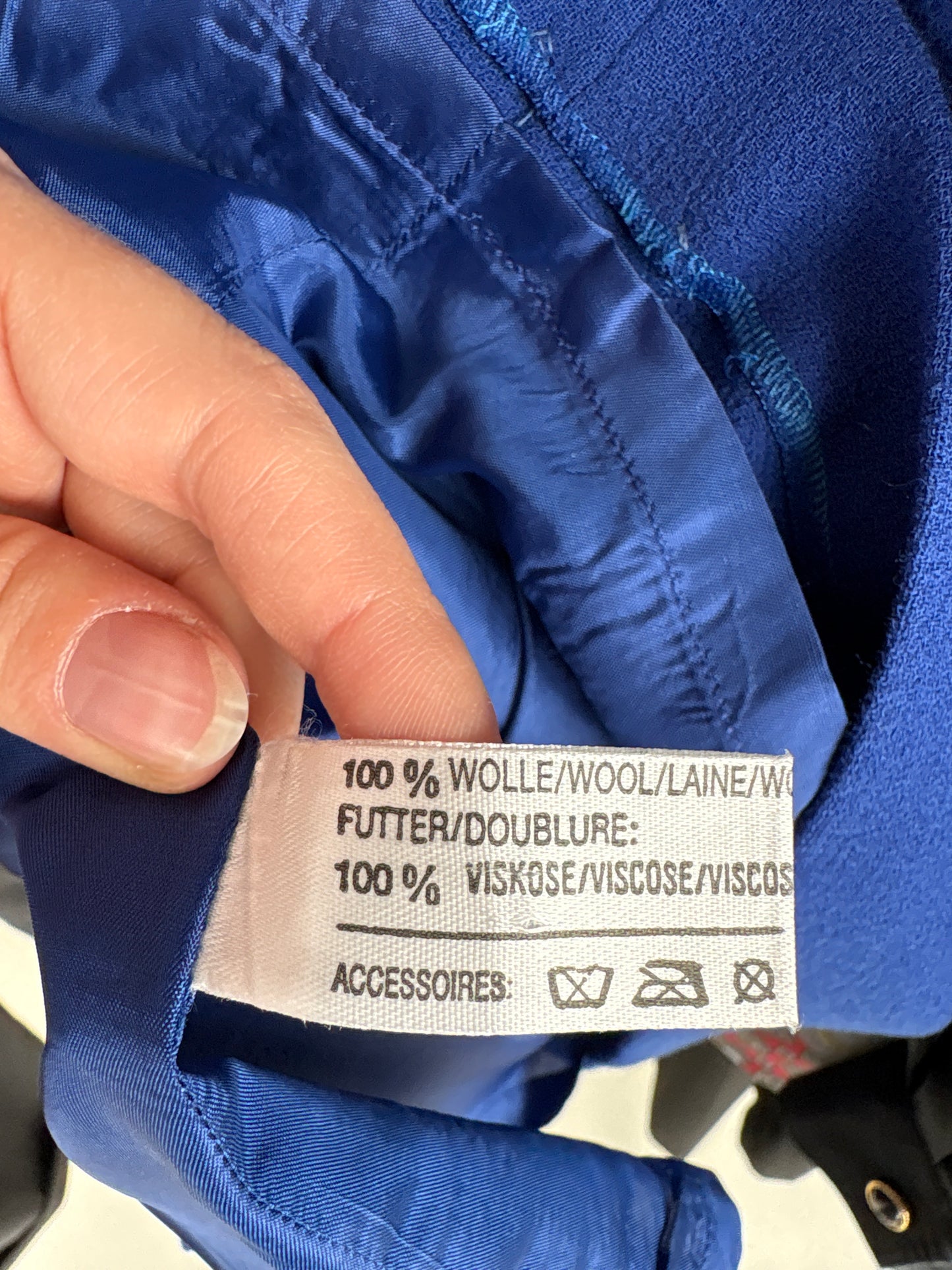 Fustă de brand luxury Louis Feraud albastru regal din tweed extrafin de lana