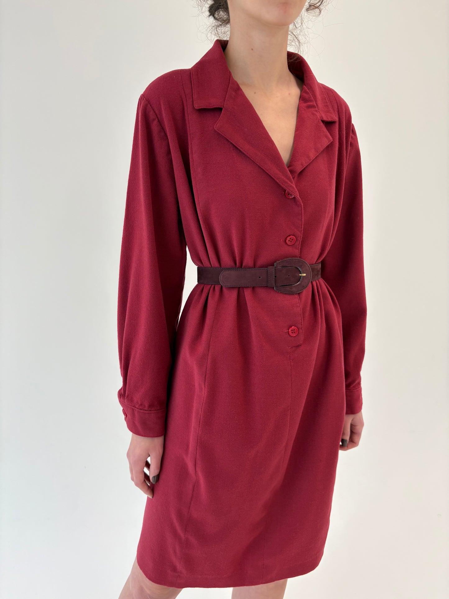 Rochie vintage Marsala red din lana extrafina plină