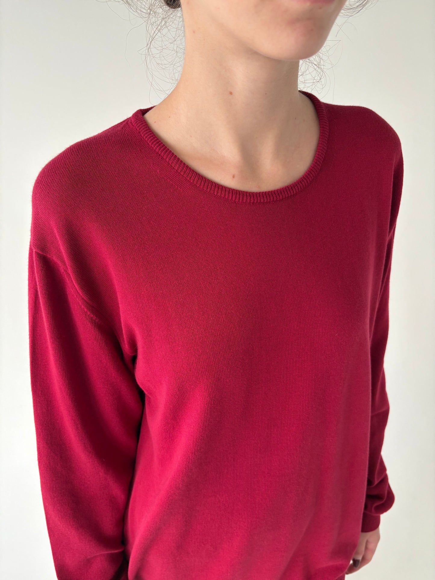 Puloveras tall cherry red italian din bumbac