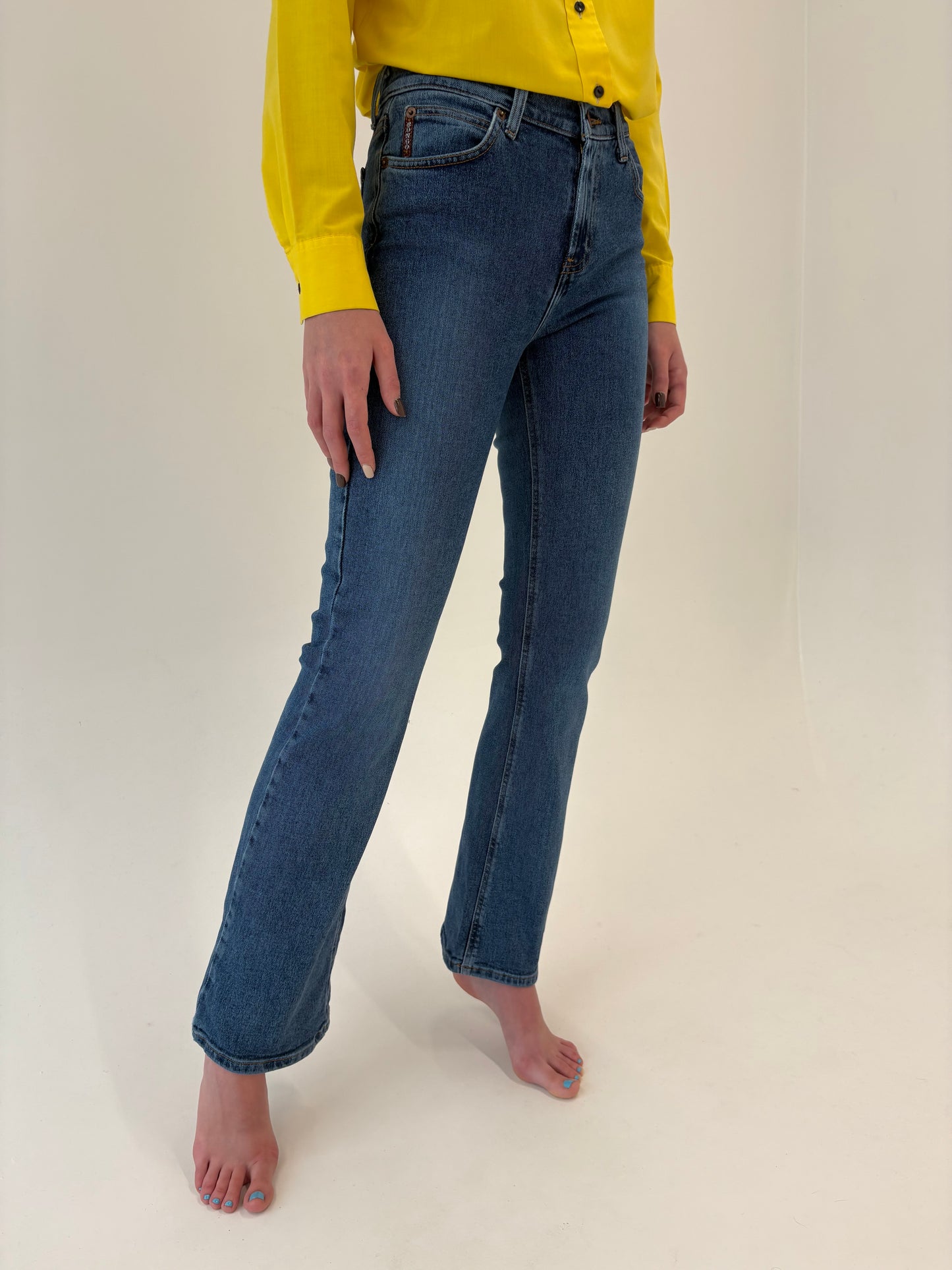 Jeans ușor vedeți vintage premium din material ultra modelator plin
