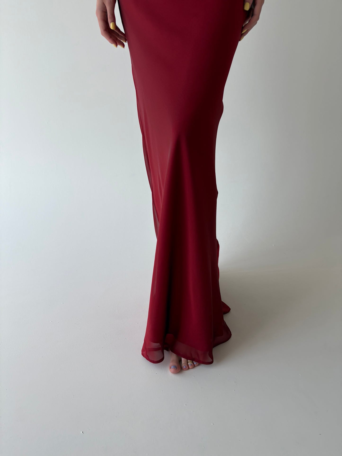 Rochie maxi excepțională tall in bie dark ruby red
