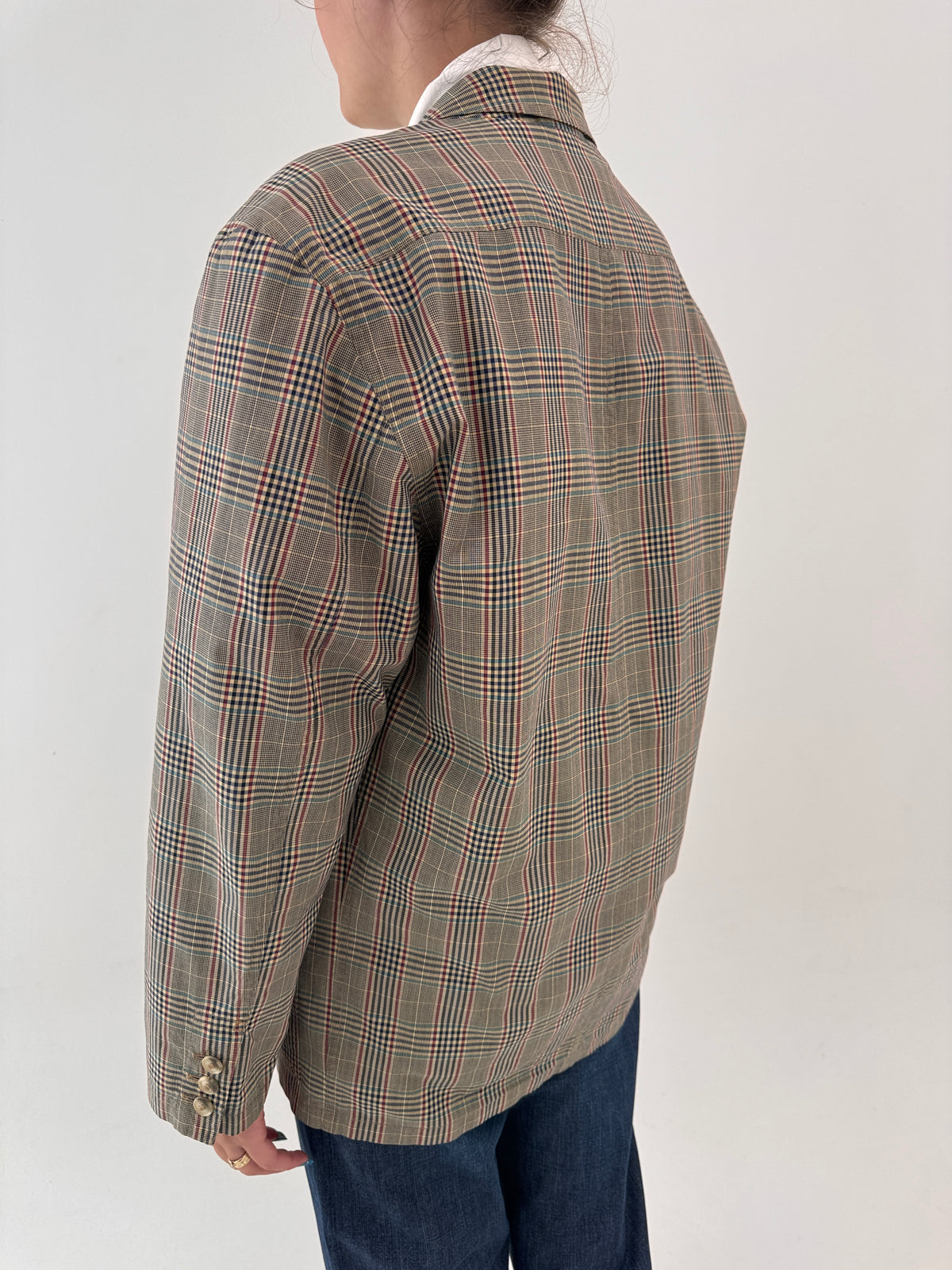 Sacou Valentino vintage din stofă de bumbac in carouri Prince of Wales