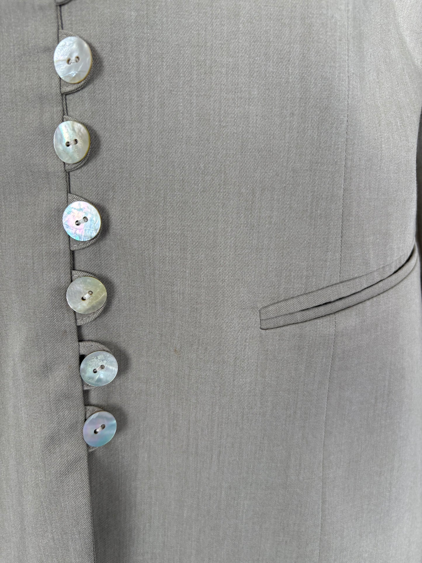 Sacou vintage Sage green de vară cu broderie și nasturi mother of pearl